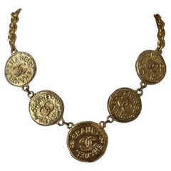 CHANEL Vintage Gold CC Coin Collar Necklace