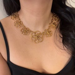Chanel Vintage Gold CC Flower Collar Necklace