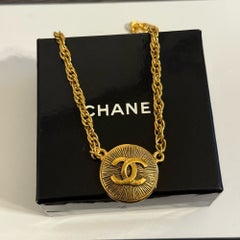 Chanel Vintage Gold CC Medallion Pendant Necklace