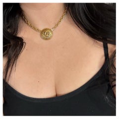 Chanel Vintage Gold CC Medallion Pendant Necklace