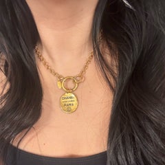CHANEL Vintage Gold Rue Cambon Paris Oval Pendant Necklace