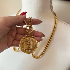CHANEL Vintage Rue Cambon Medallion 24K Pendant‎ Necklace