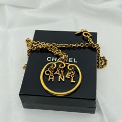 Chanel Gold Chain Vintage Charm Letters Necklace