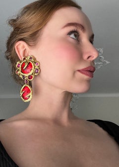 Raros pendientes de clip vintage Yves Saint Laurent colección " Cadix