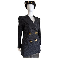 Vintage Escada by Margaretha Ley Double-Breasted Leopard Jacquard Blazer