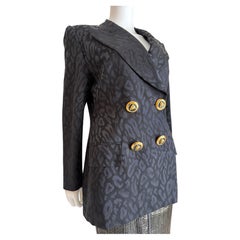 Vintage Escada by Margaretha Ley Double-Breasted Leopard Jacquard Blazer