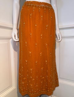 Vintage Escada Early 2000s Embellished Beaded Silk Skirt