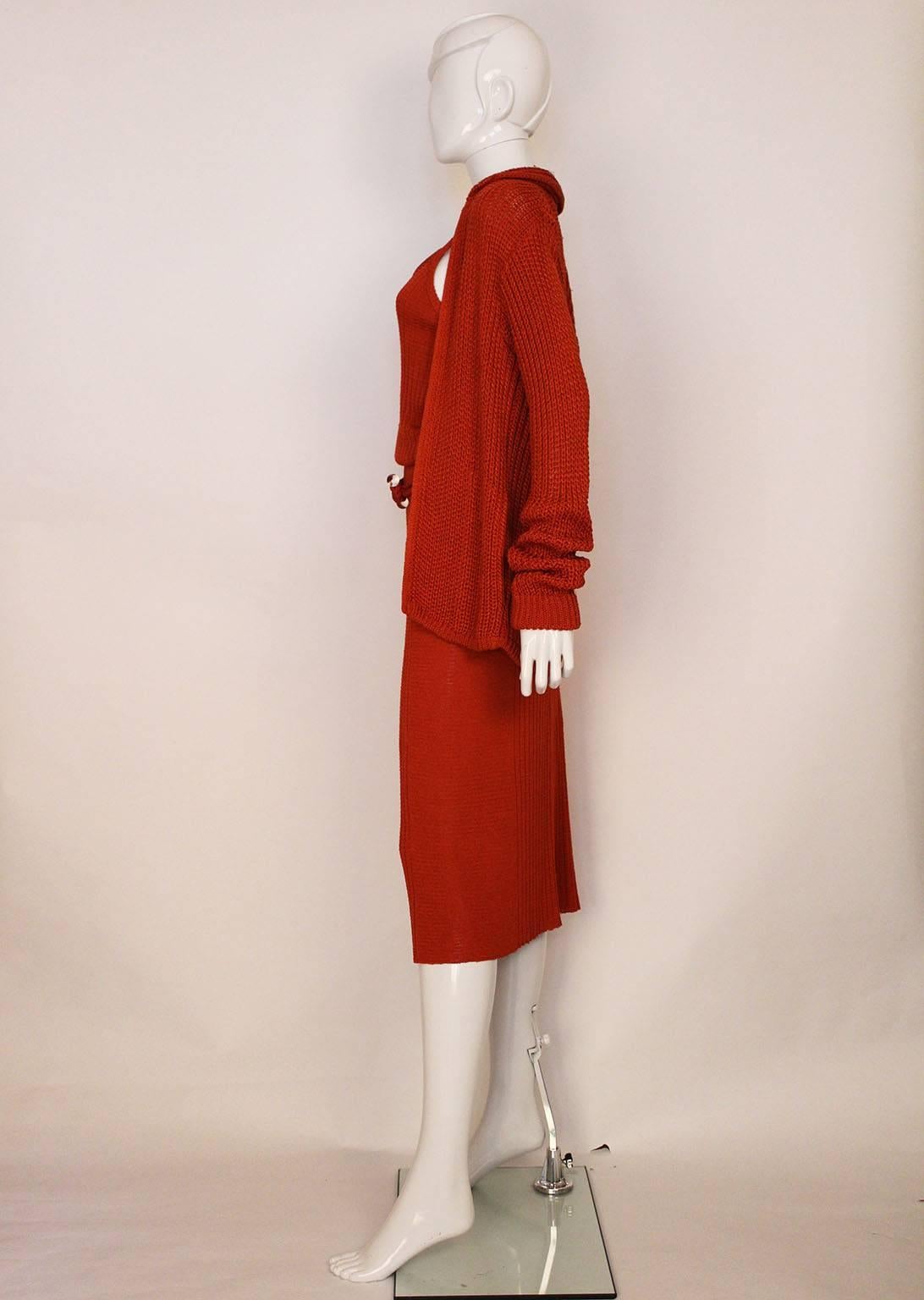 1990s Missoni Burnt Orange Knitted Three Piece Outfit. In Excellent Condition In London, GB