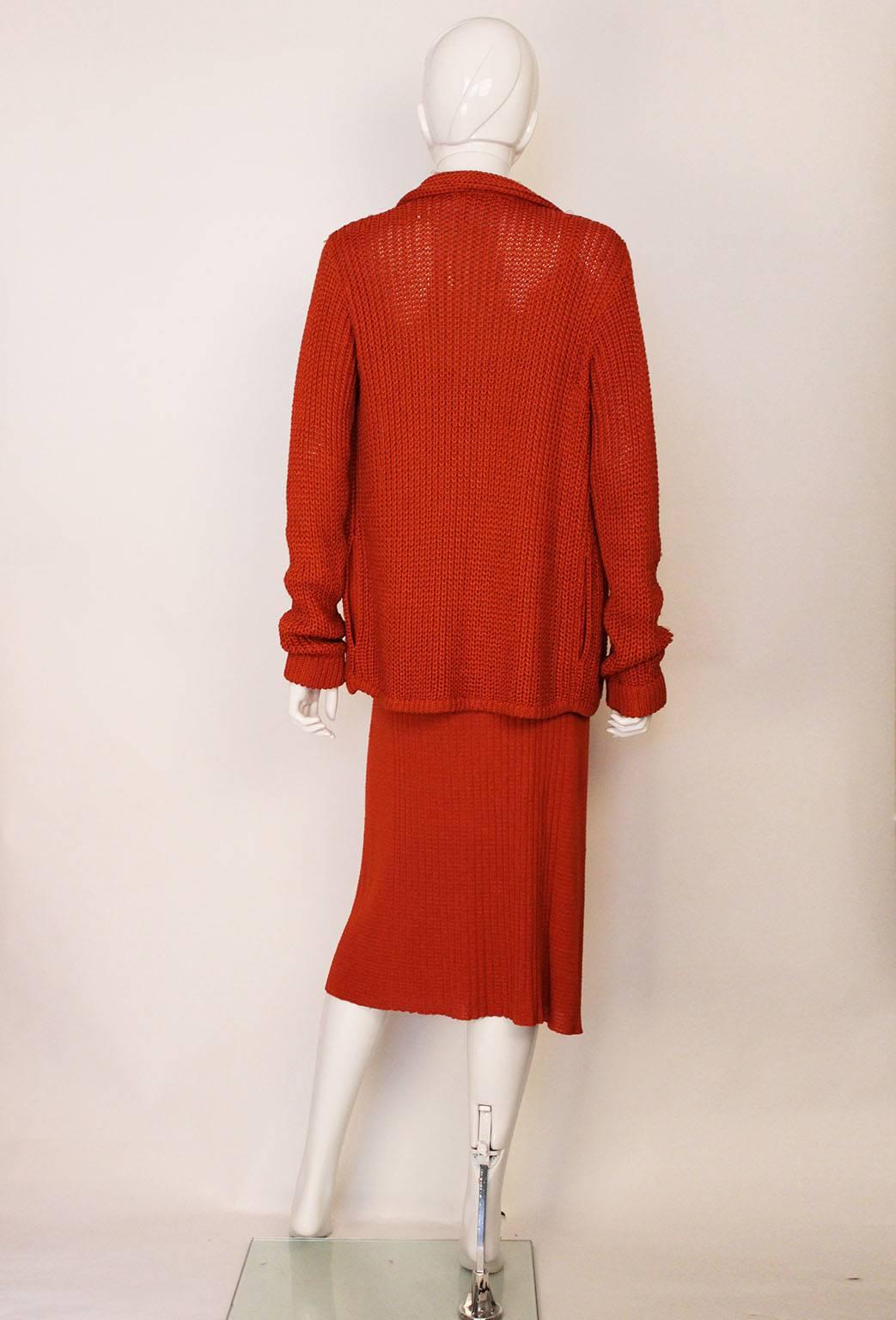Women's 1990s Missoni Burnt Orange Knitted Three Piece Outfit.