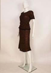 1990s Chanel Chestnut Tweed Look Knitted 2 Piece