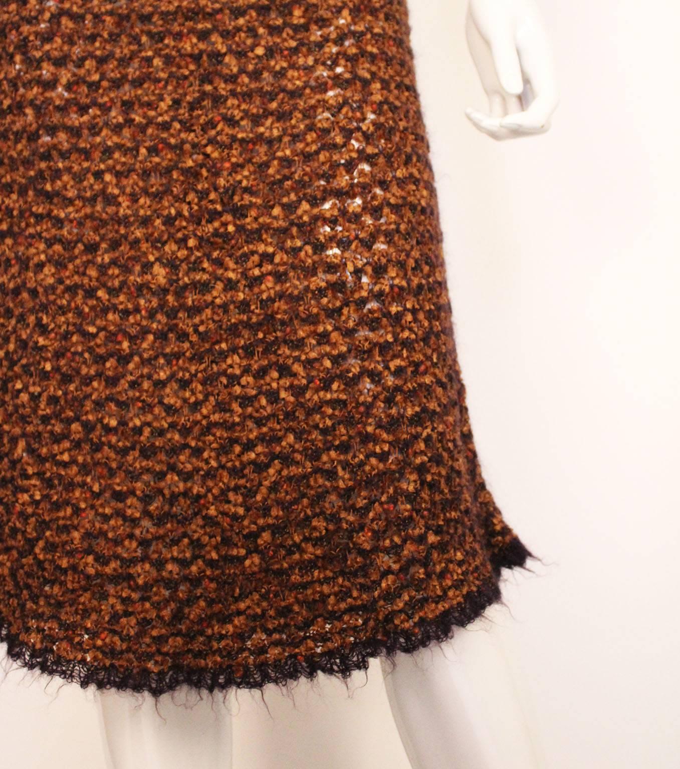 1990s Chanel Chestnut Tweed Look Knitted 2 Piece 1