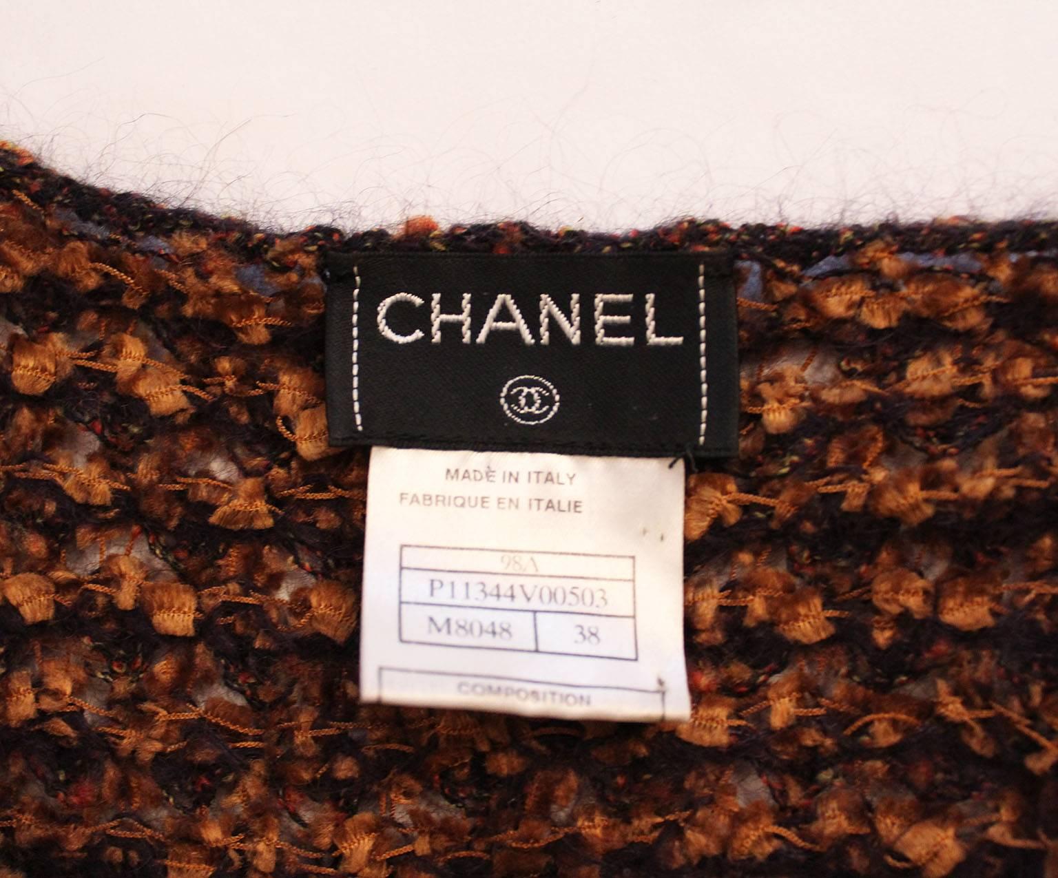 1990s Chanel Chestnut Tweed Look Knitted 2 Piece 4