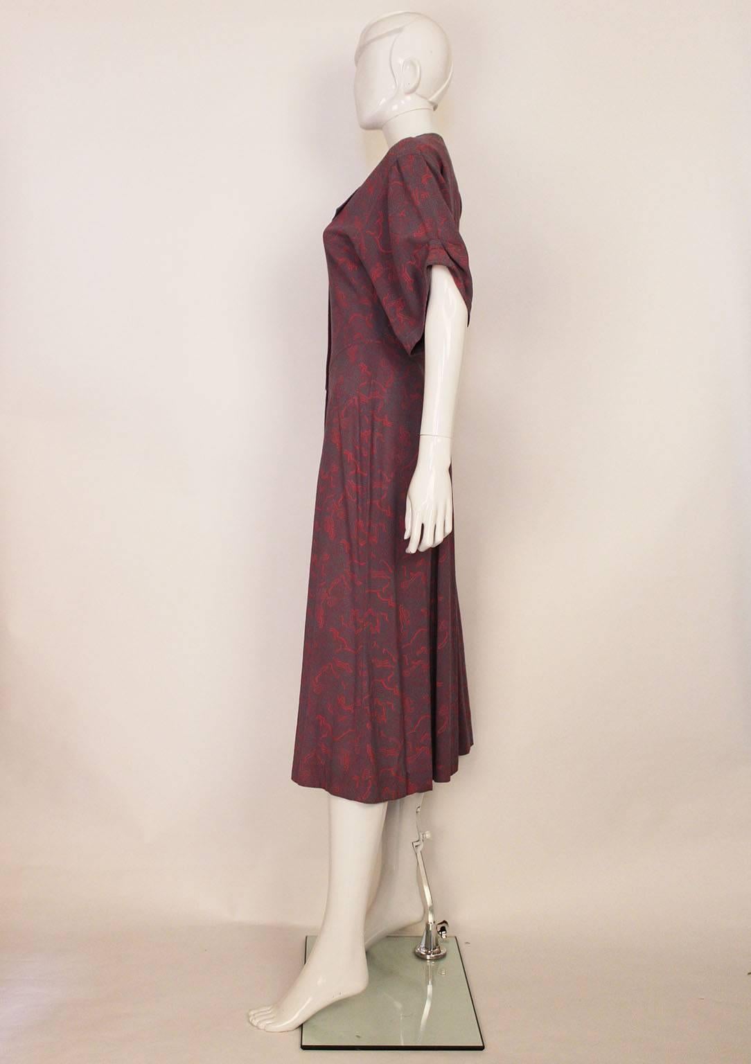 Brown Jean Muir Printed Dress, circa 1980