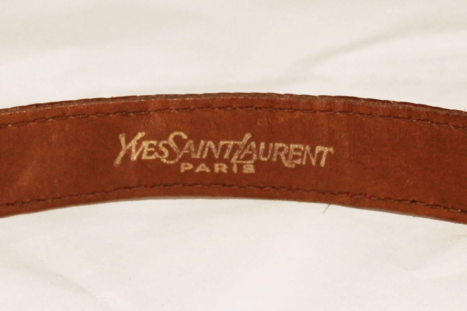 Women's Yves Saint Laurent Paris, Red Lizzard Skin  Belt