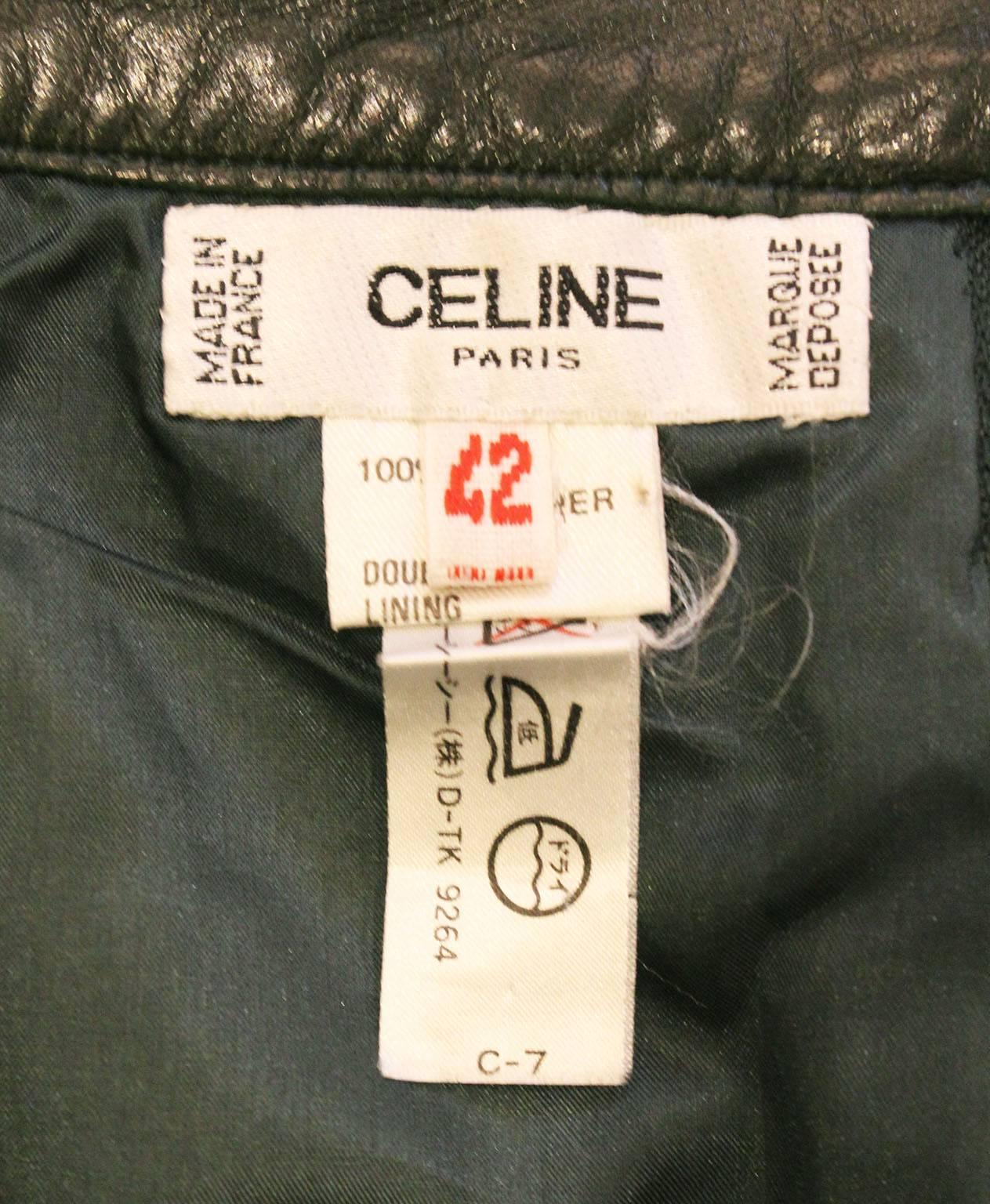  Celine  - Chic Olive Green Leather Skirt  2