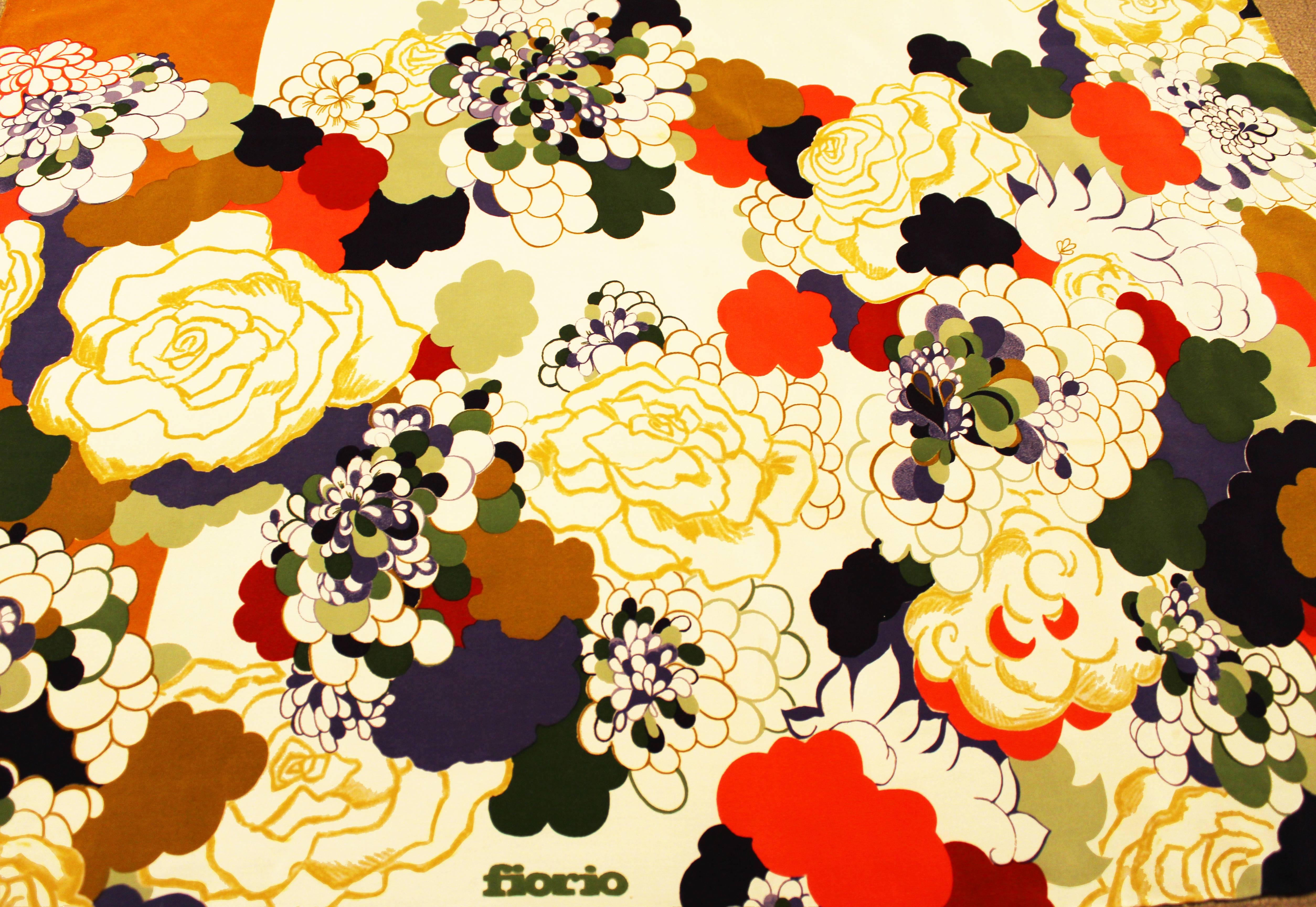 1980s Loewe Floral Print Silk Scarf 1