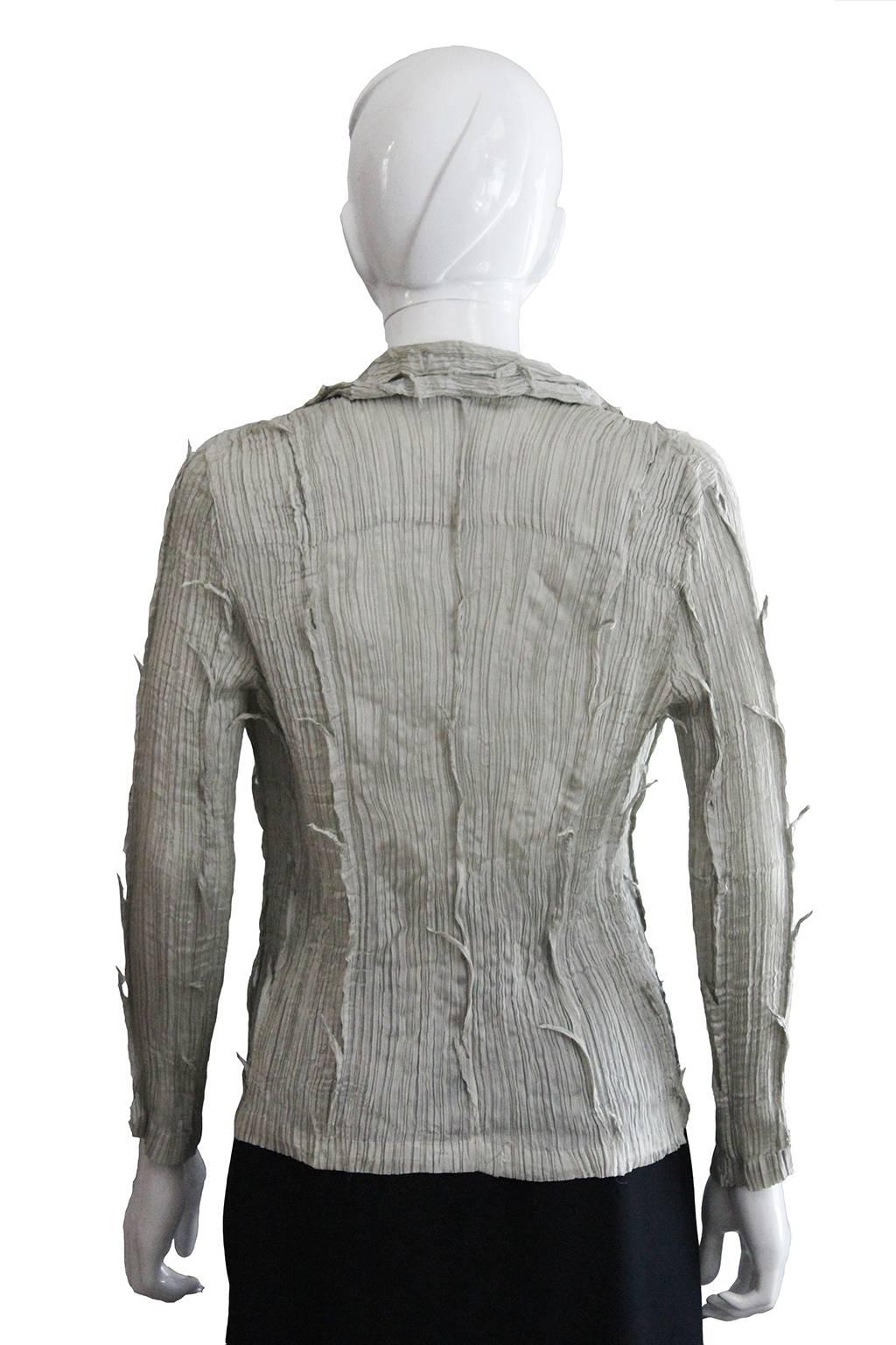 Issey Miyake Fete Silver Pleated Blouse, 1990s  In Good Condition In London, GB