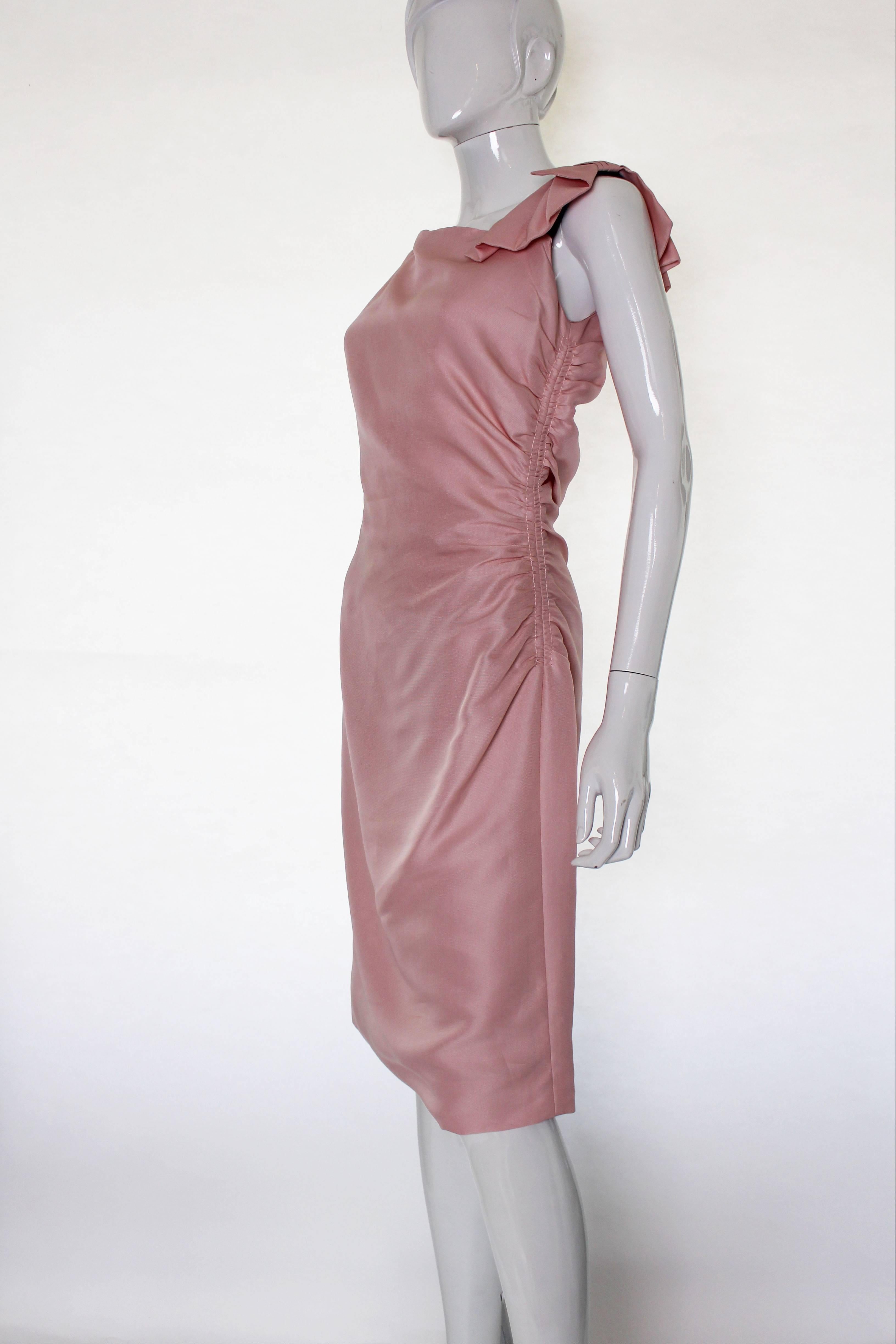 Mid 2000s Valentino Blush Pink Asymmetric Cocktail Dress In Excellent Condition In London, GB