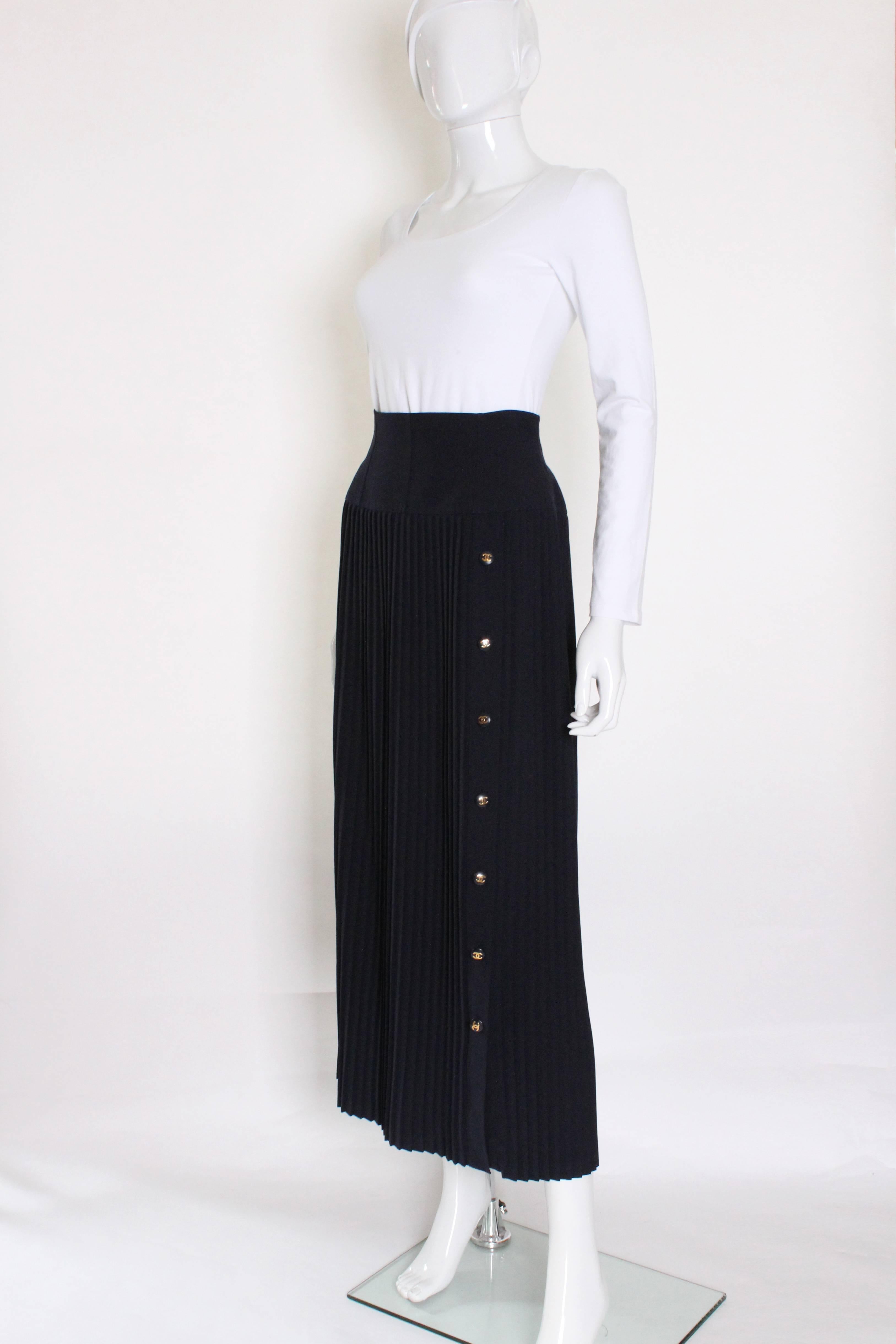 Black 1990s Chanel Pleated Skirt