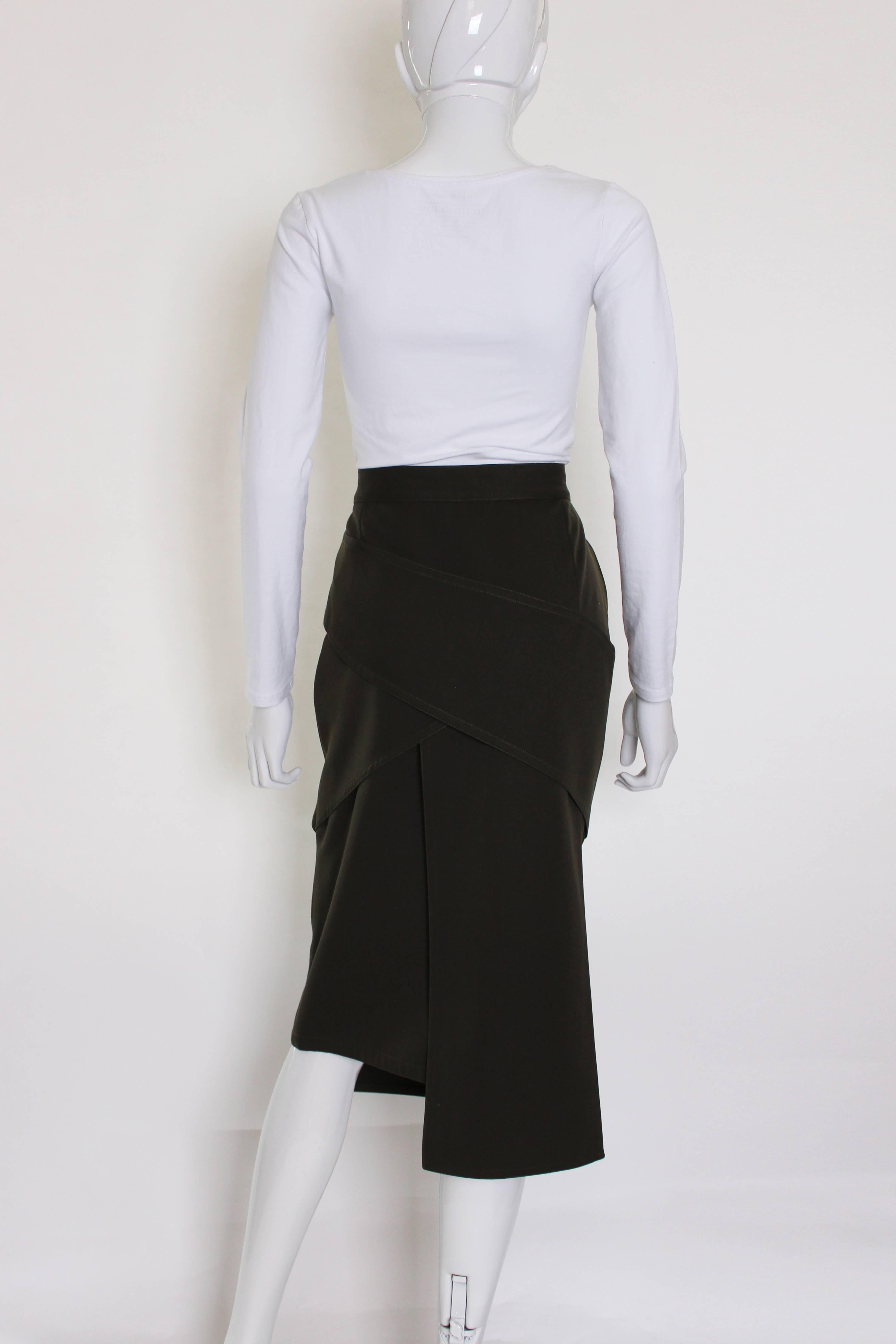 Women's Gianni Versace Khaki Green Wool Skirt