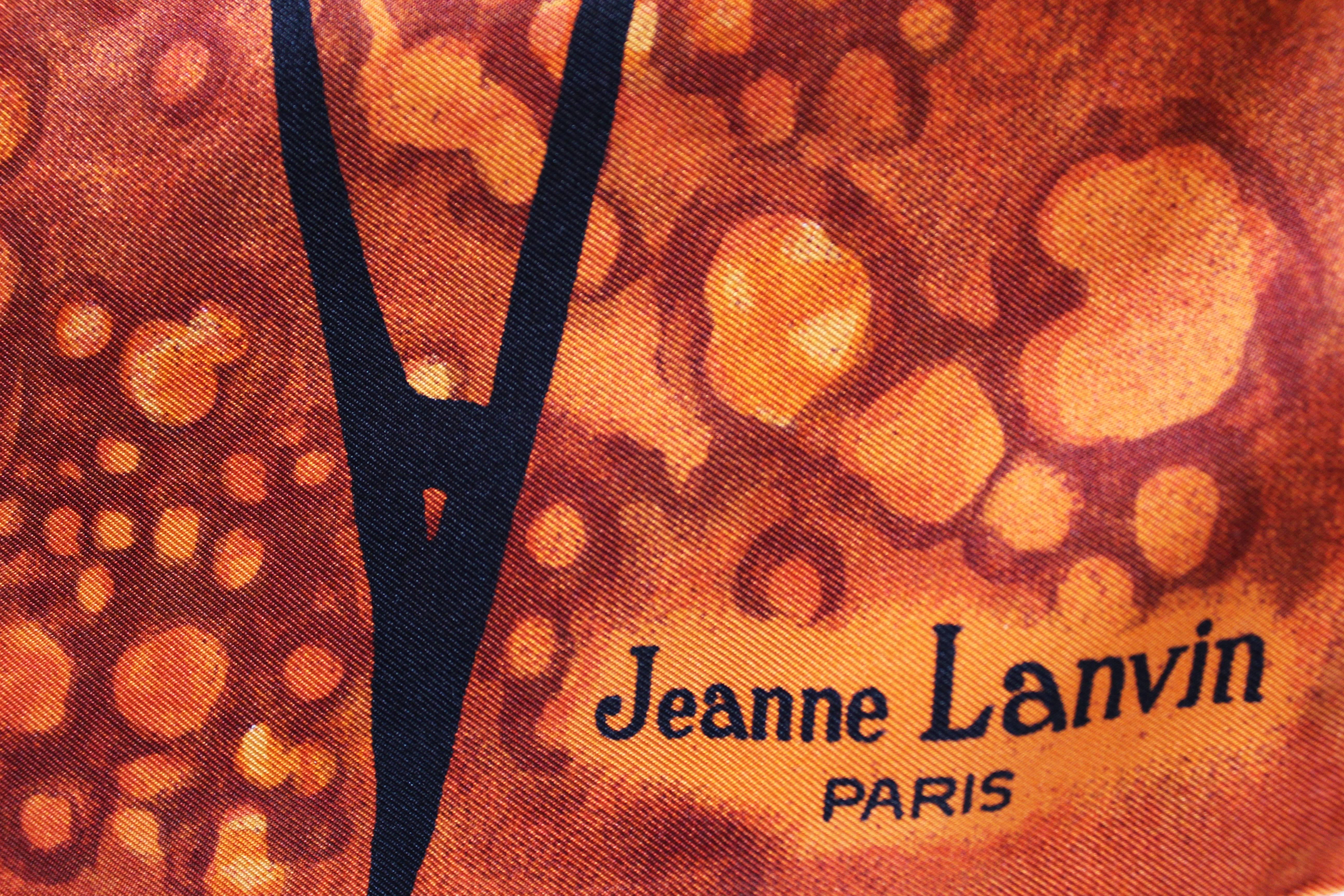 Orange Vintage Jeanne Lanvin Silk Scarf