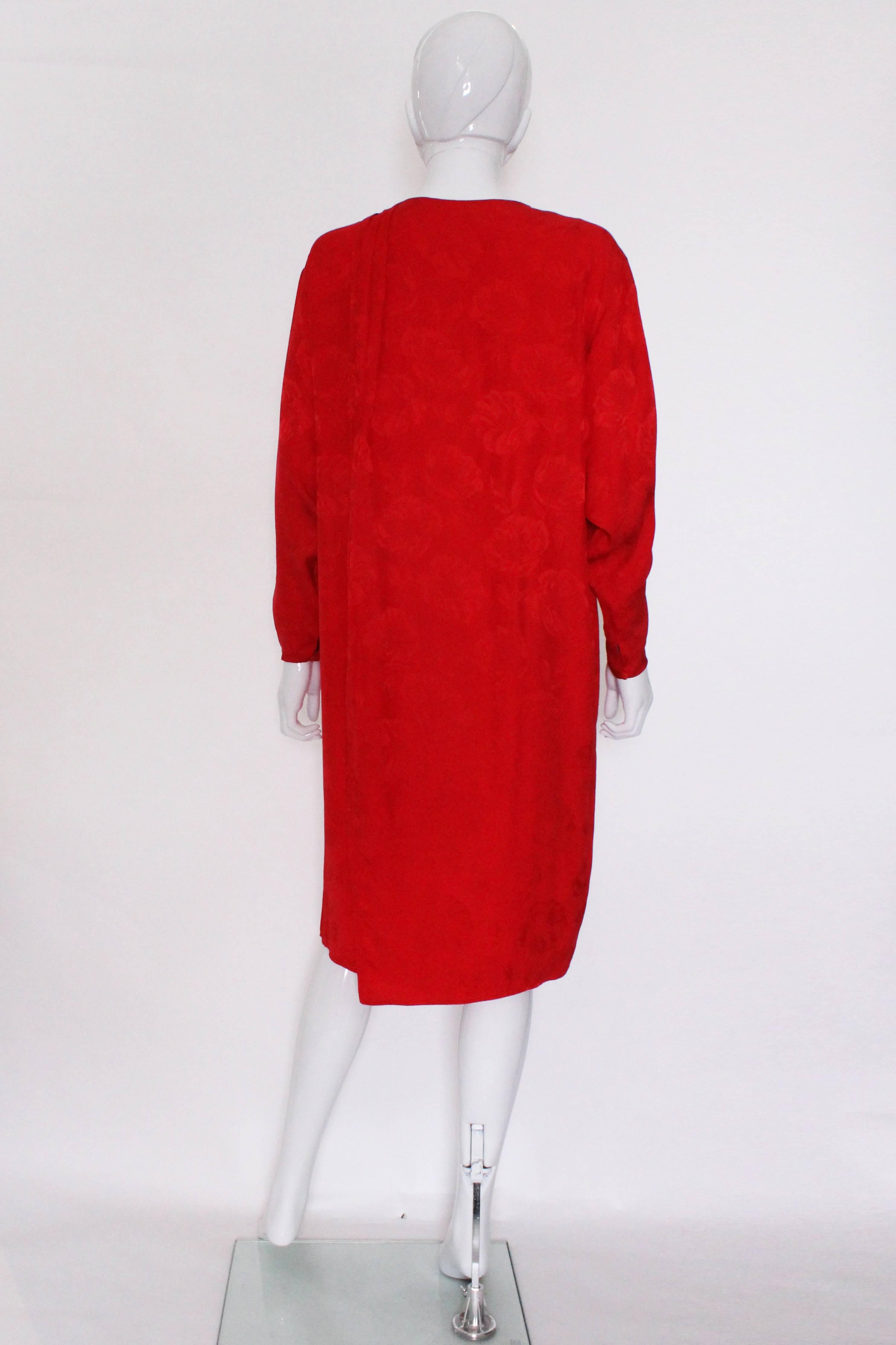 Vintage Christian Dior Red Silk Dress In Good Condition In London, GB