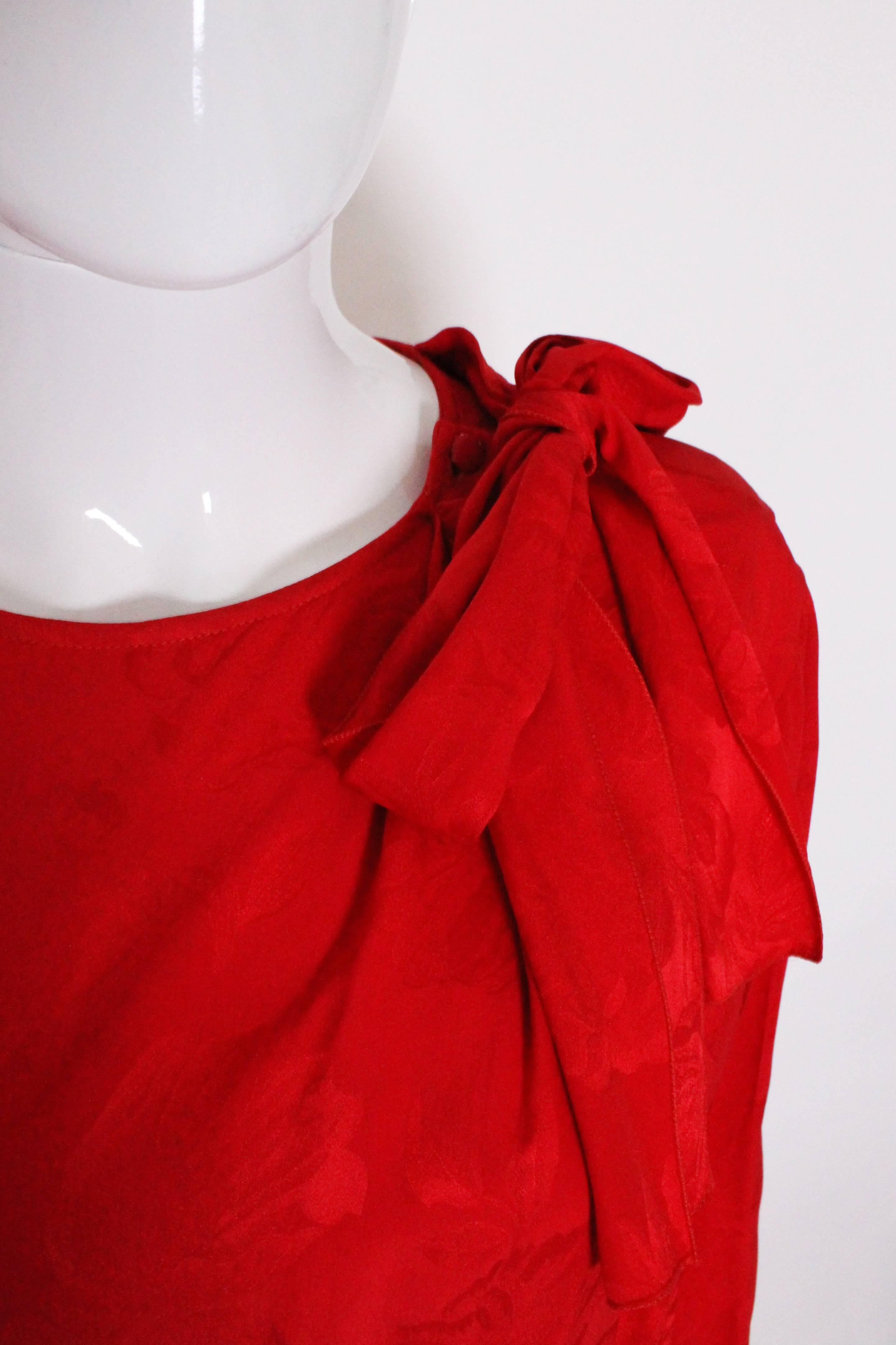 Vintage Christian Dior Red Silk Dress 2