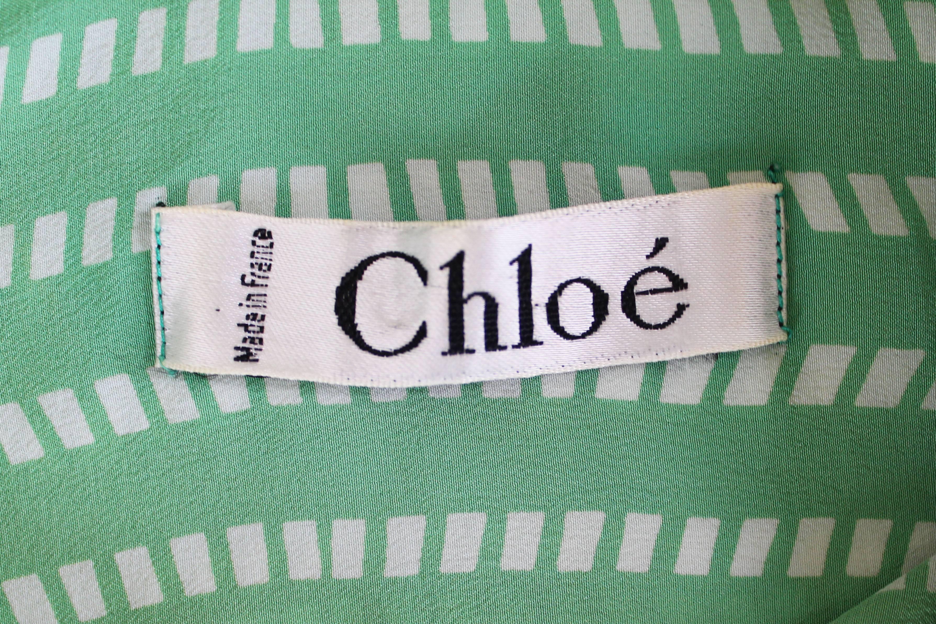 1990s Green and Ivory Silk Chloe Blouse 5
