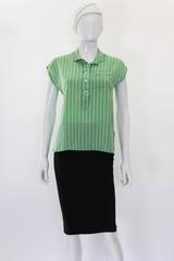 1990s Green and Ivory Silk Chloe Blouse