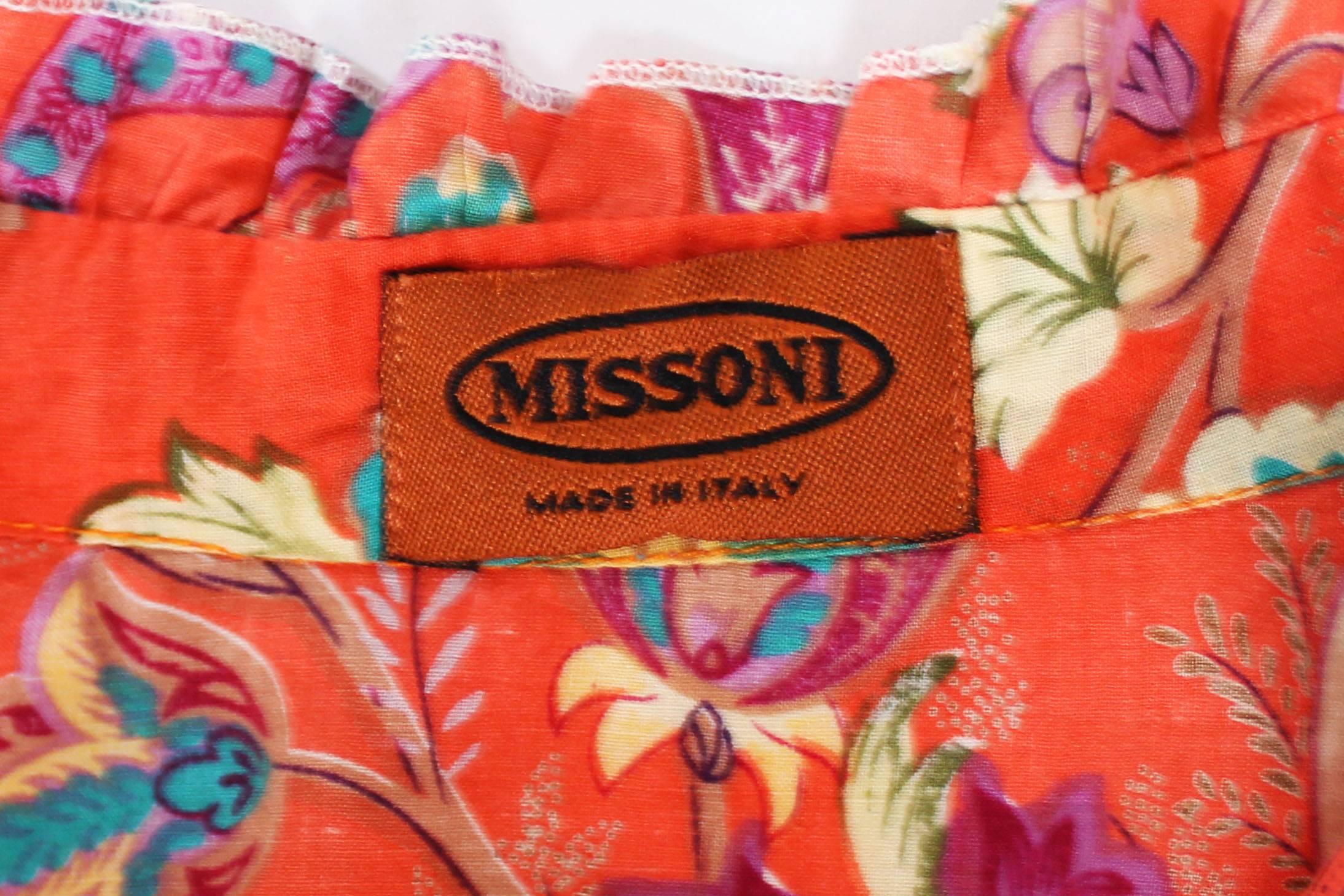 1990s Missoni Orange Floral Cotton Blouse 5