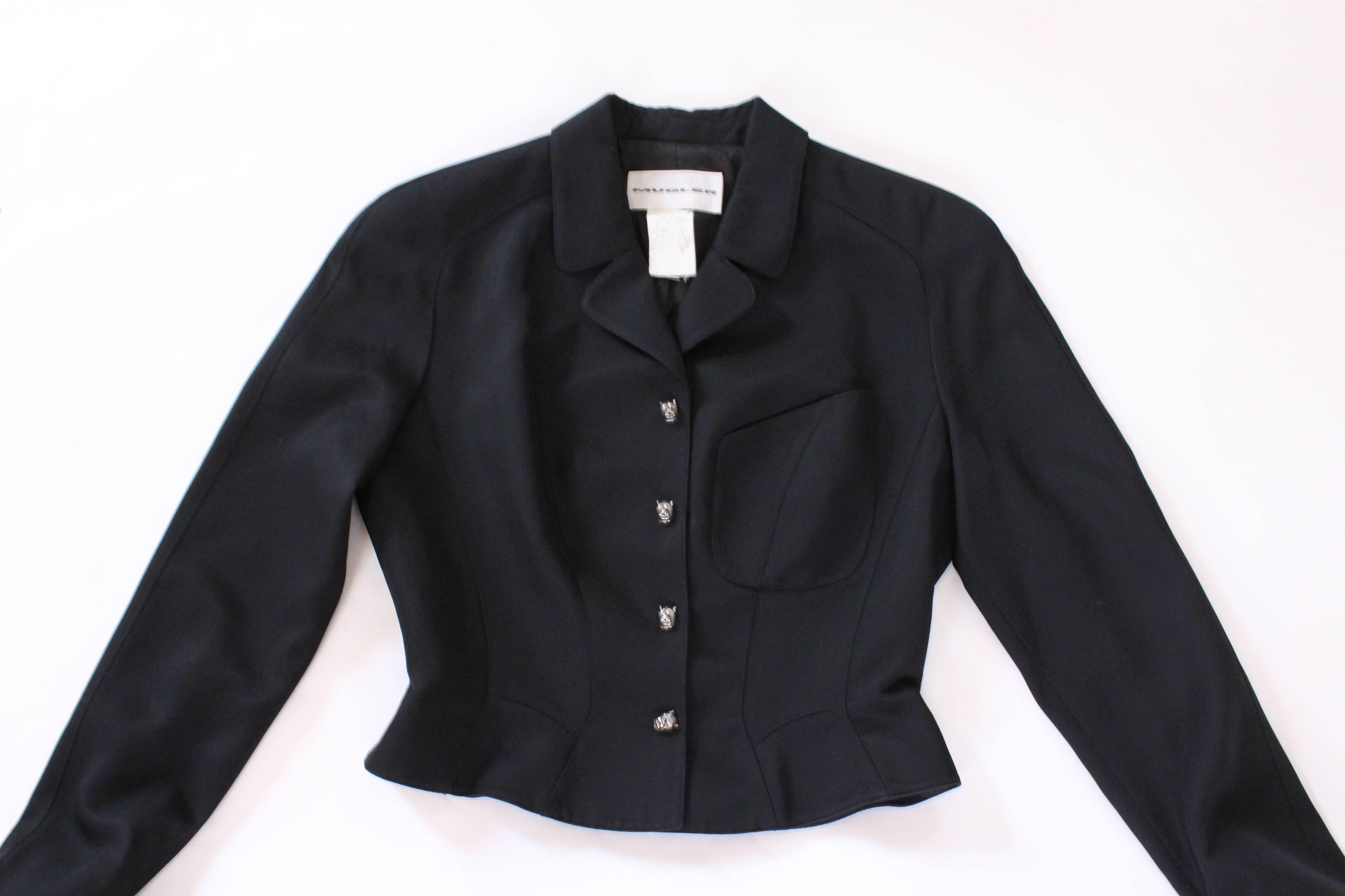 Late 1980s Black Thierry Mugler Structured Jacket 4