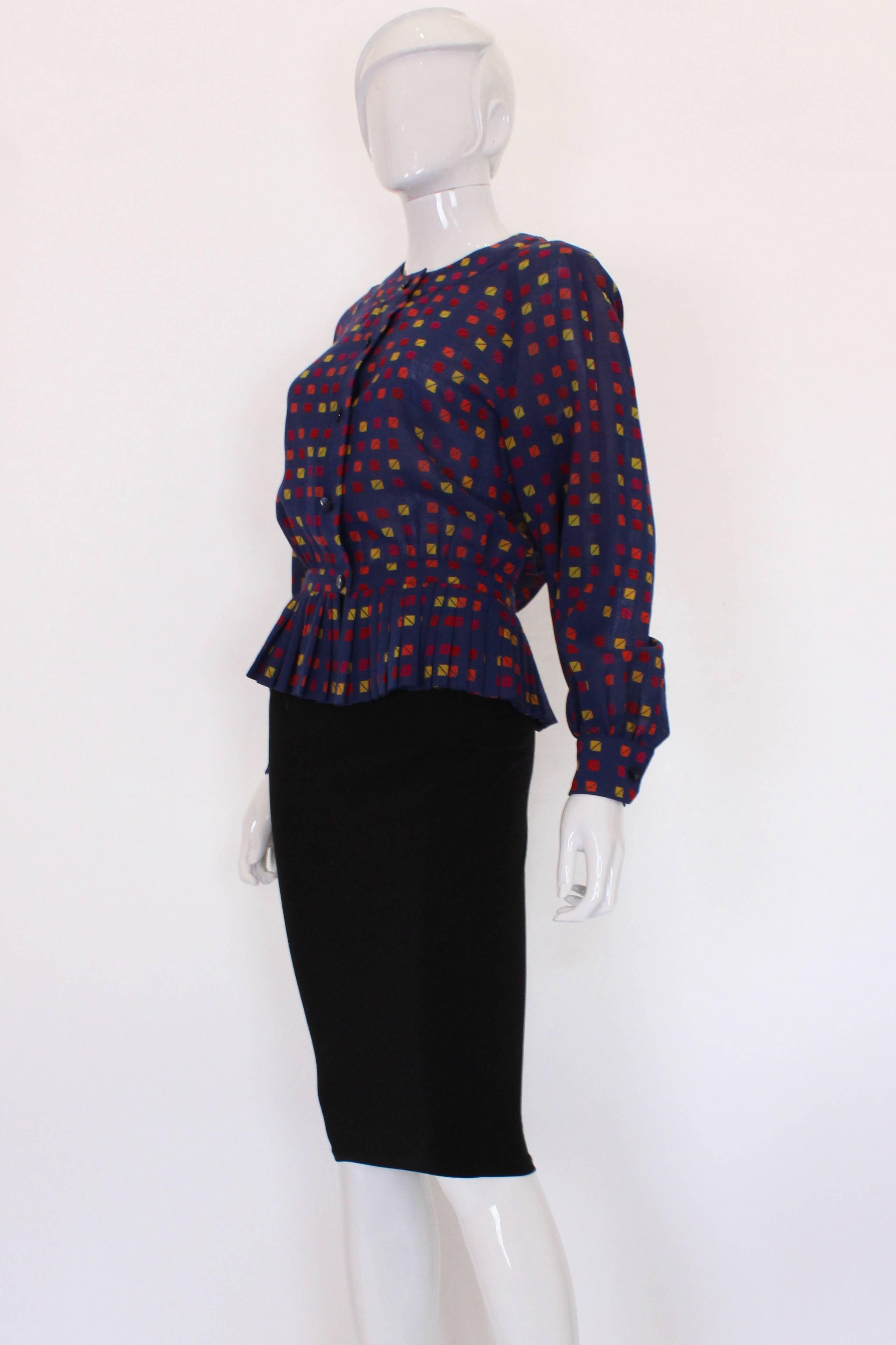 Purple Celine Paris Wool Jacket / Blouse with Peplum, 1980s 