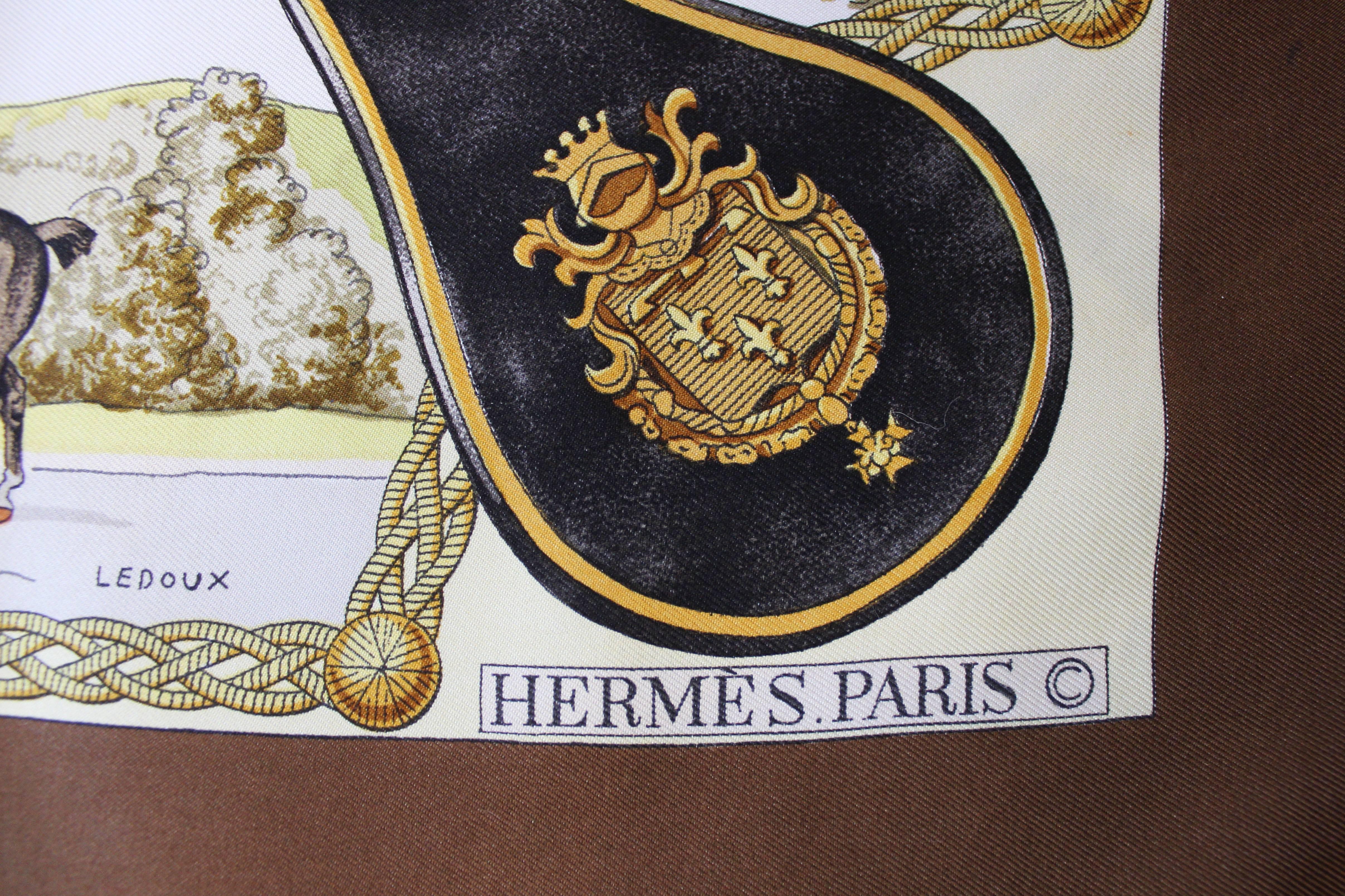 Another silk scarf by French house Hermes, the silk is of a superior quality and the edges are hand rolled. This design was first introduced in 1937.