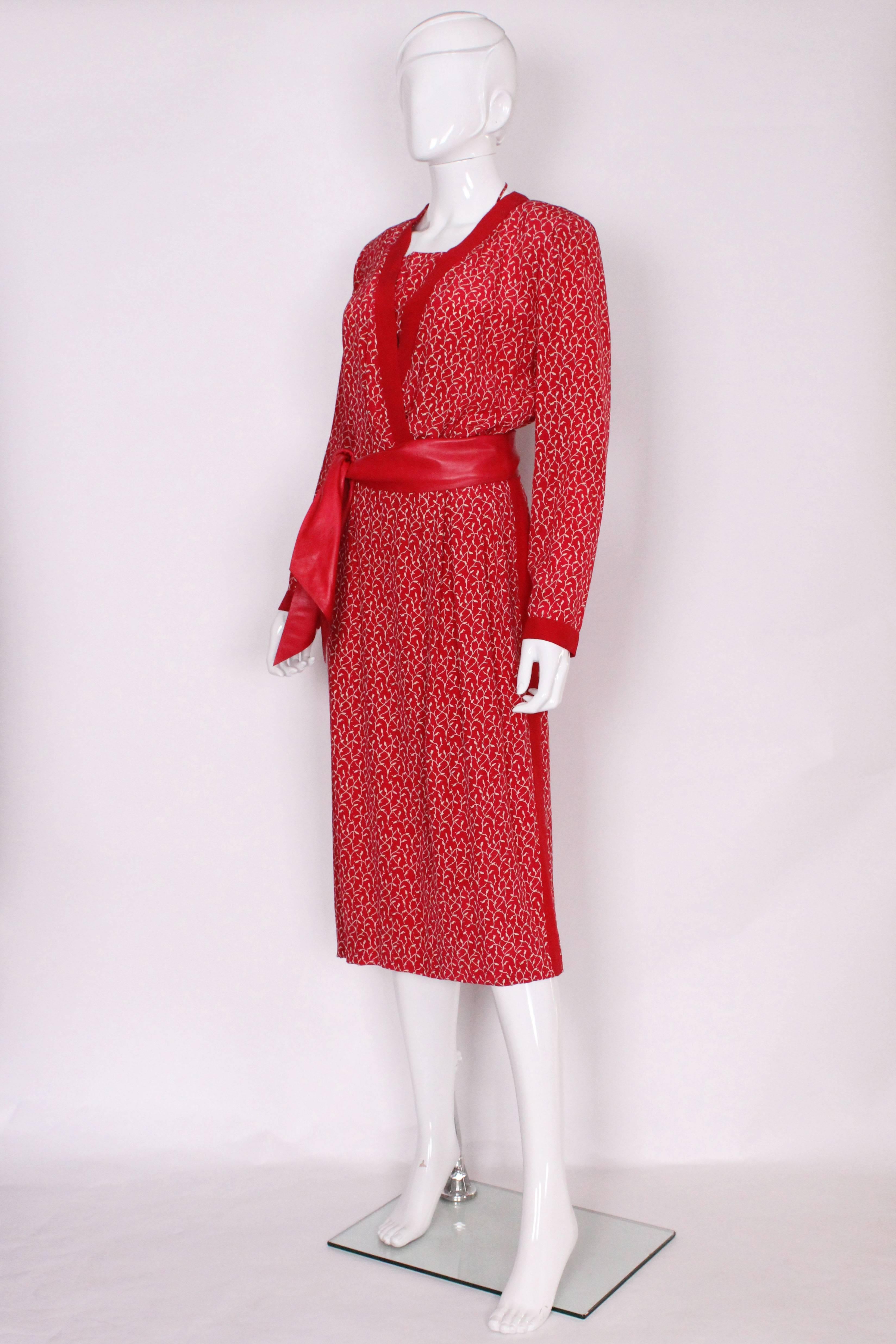 Red Christian Dior Paris Couture Silk Dress Spring /Summer 1979