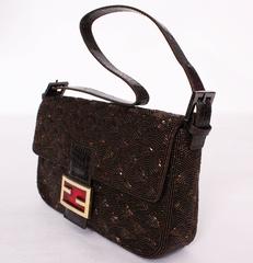 Brown Beaded Fendi Baguette Bag