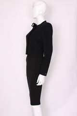 1980s Valentino Black Crop Jacket with Velvet Bow Collar