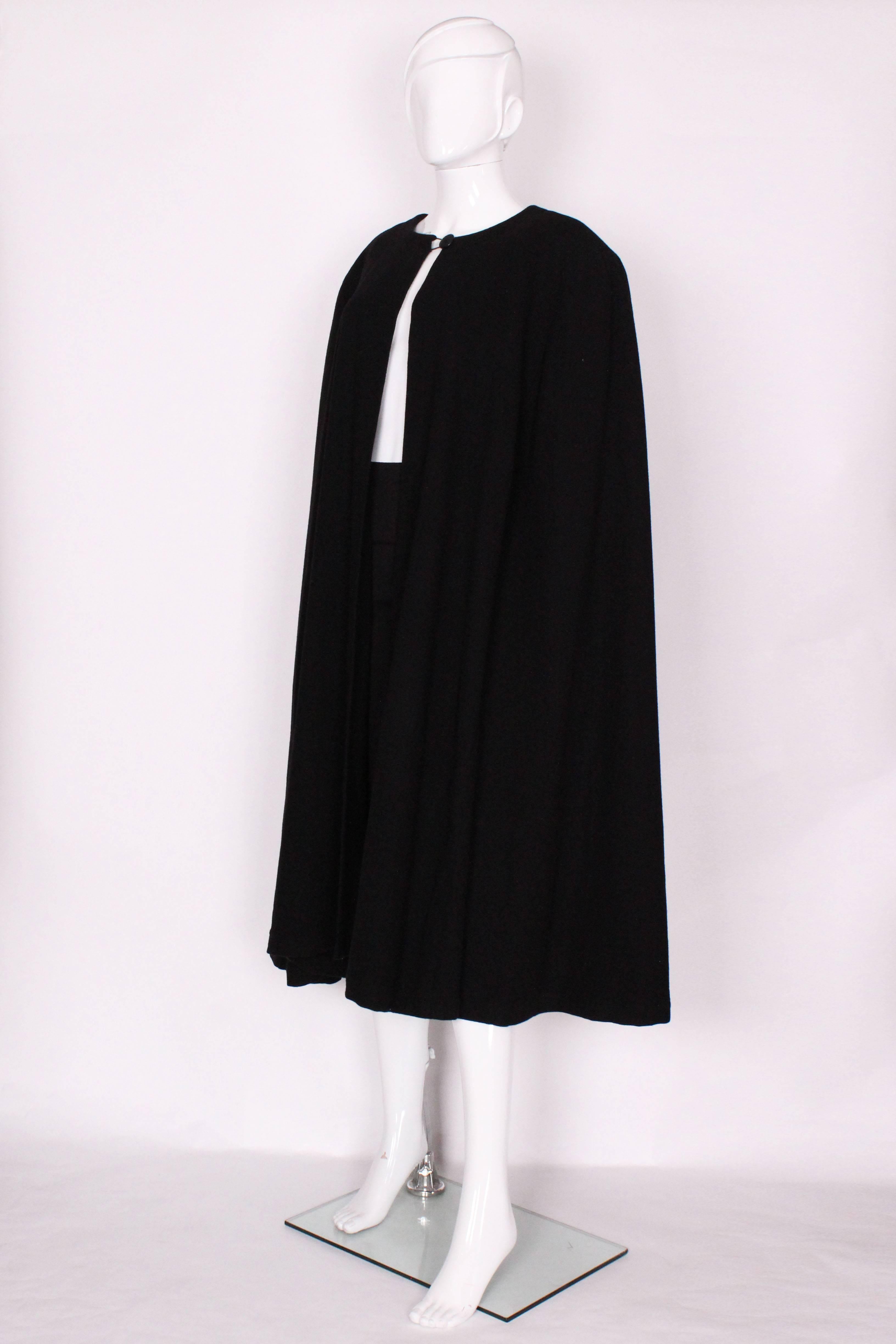 Black Wool Cape by Yves Saint Laurent Rive Gauche In Excellent Condition In London, GB
