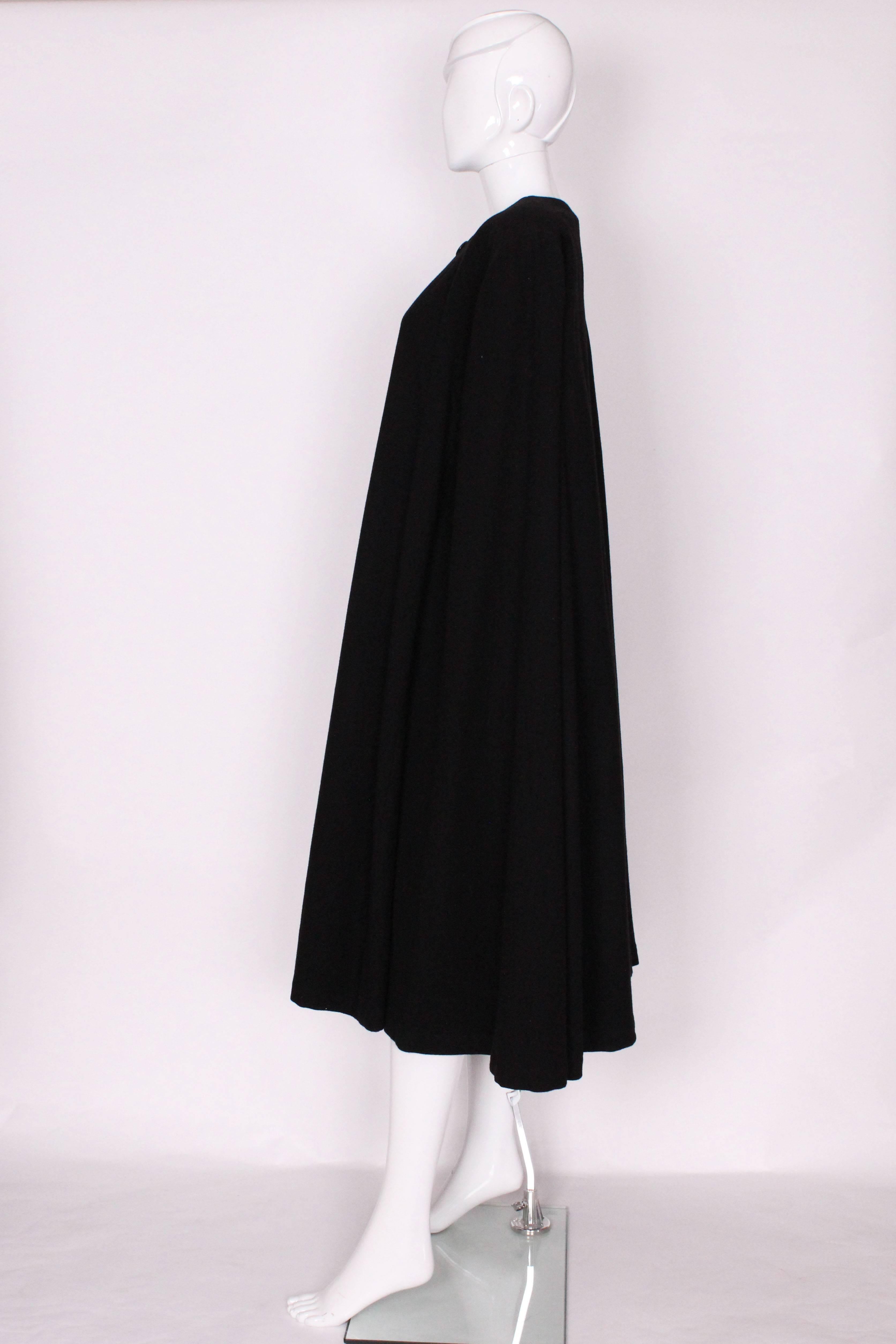 Women's Black Wool Cape by Yves Saint Laurent Rive Gauche