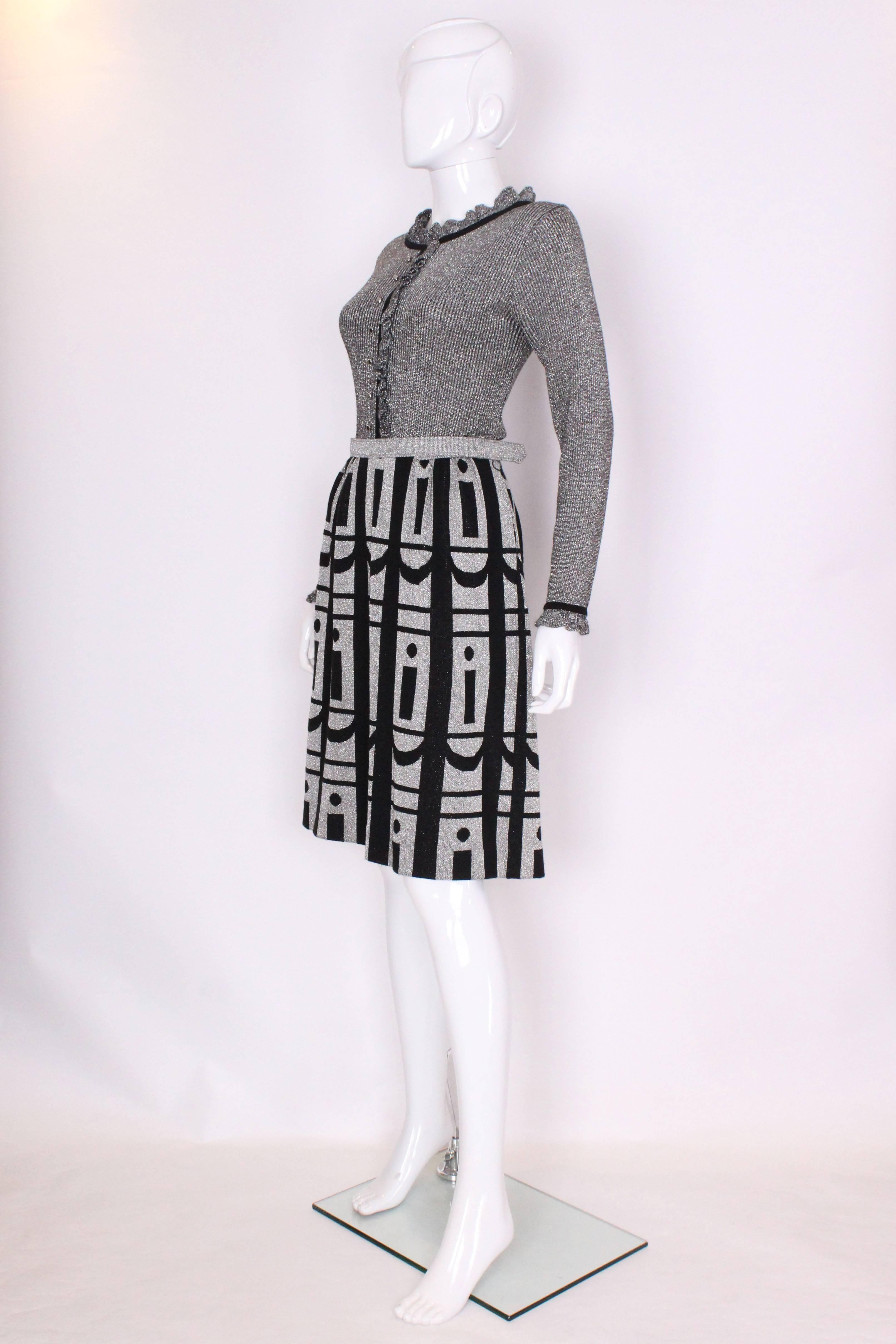 Gray 1960s Louis Feraud at Rembrant  Silver and Black Dress