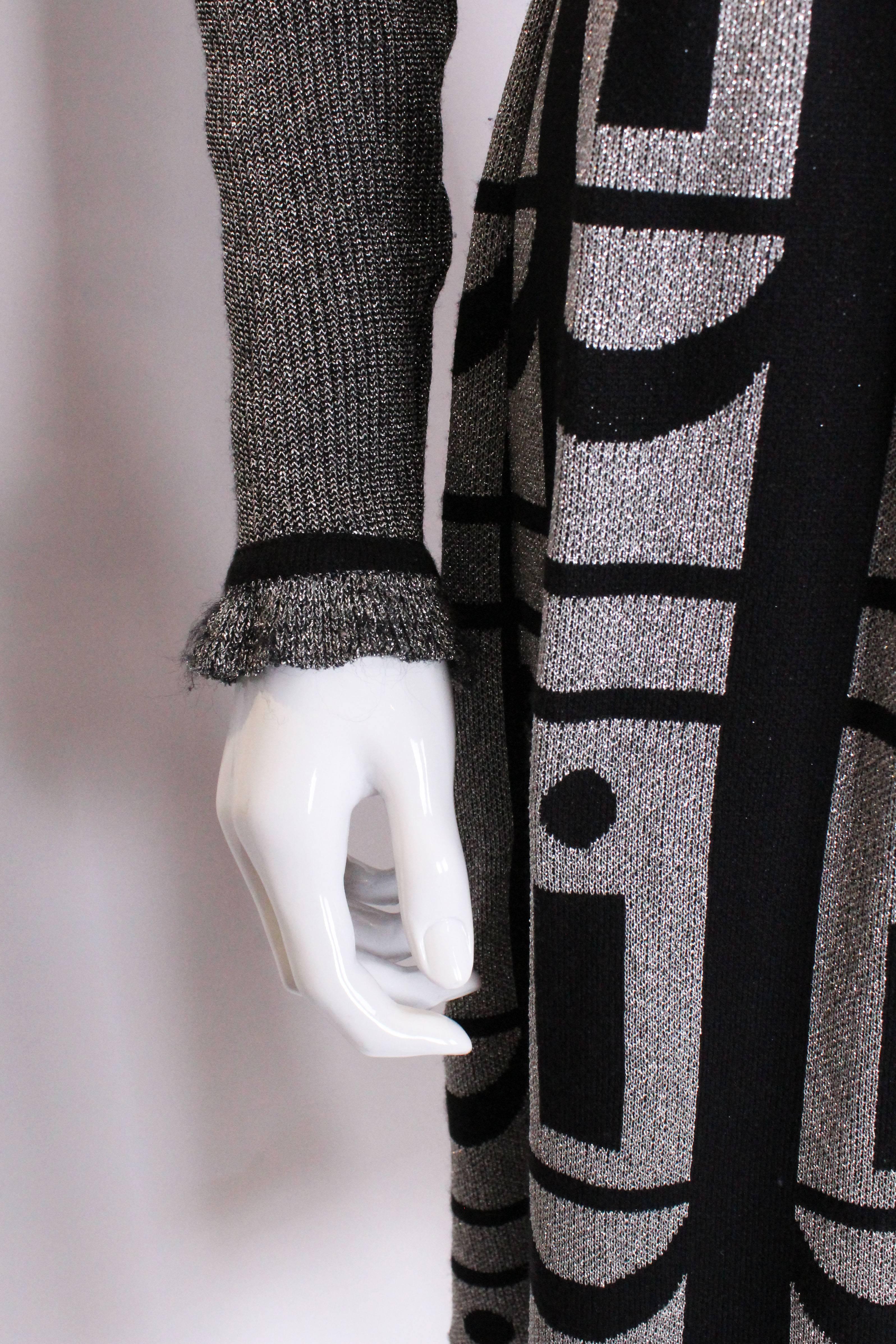 1960s Louis Feraud at Rembrant  Silver and Black Dress 1