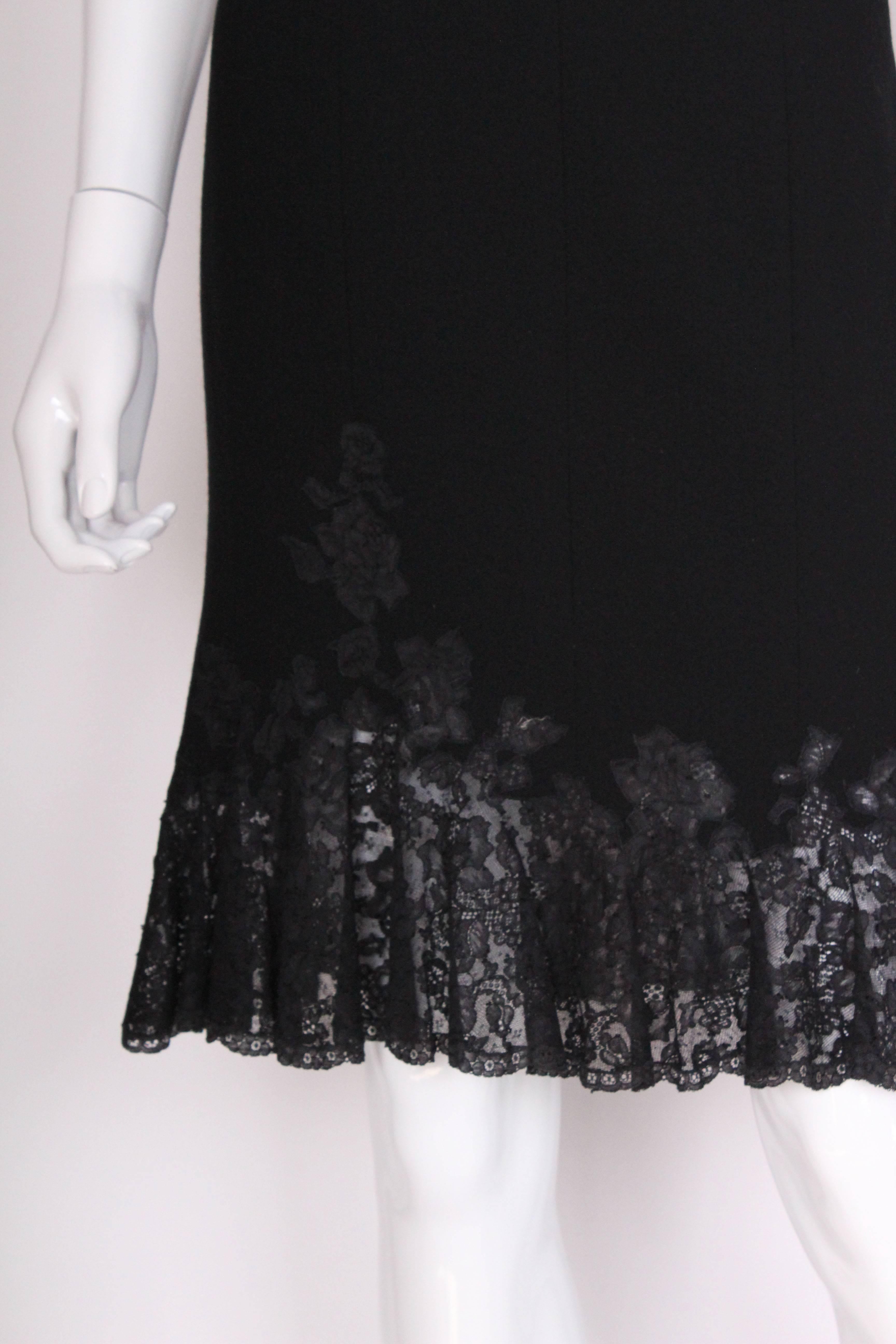 Black Vintage Christian Dior Boutique Paris,  Wool and Silk Slip Dress