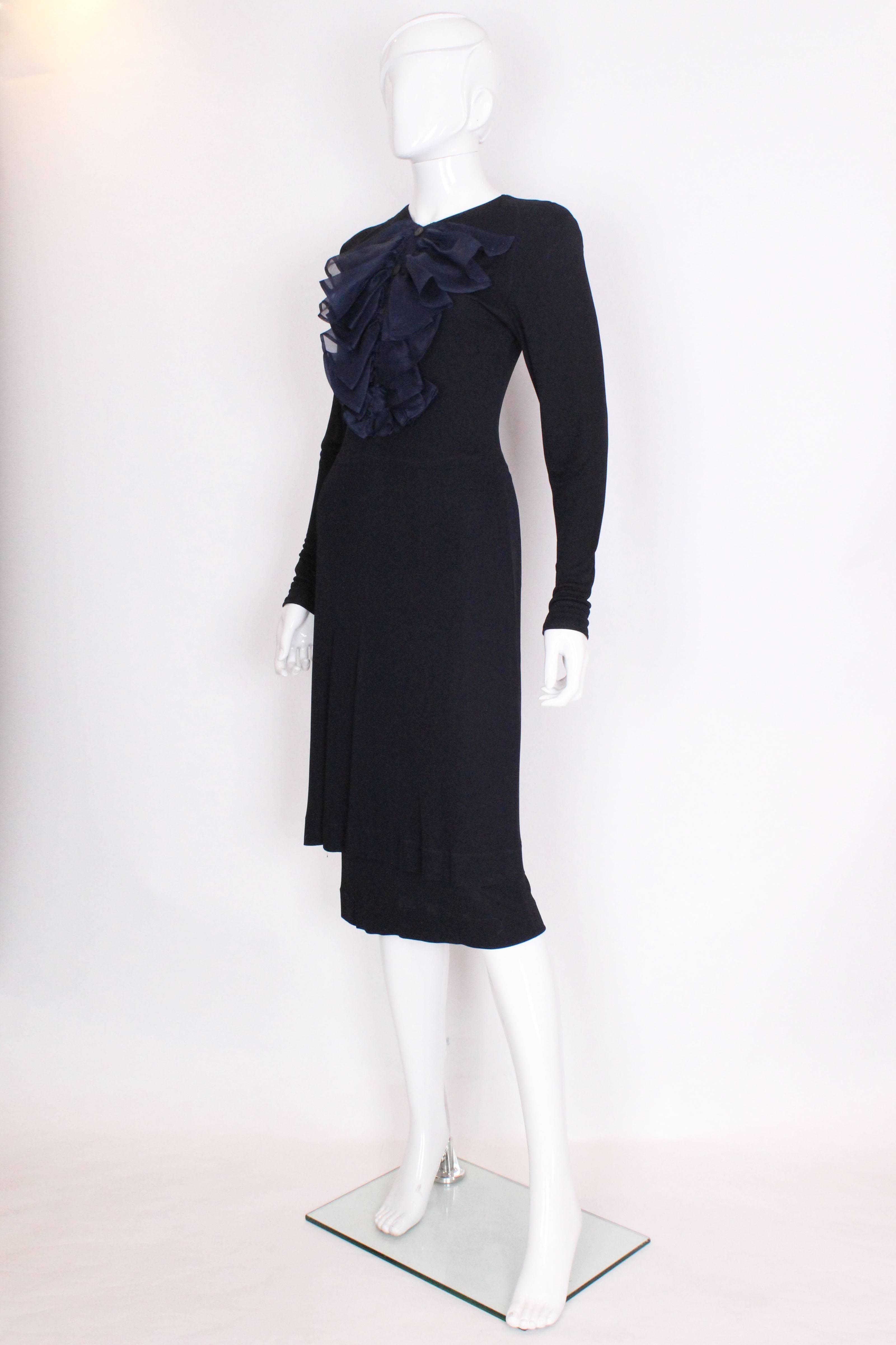 Black Vintage Ink  Blue Dress By Jean Muir
