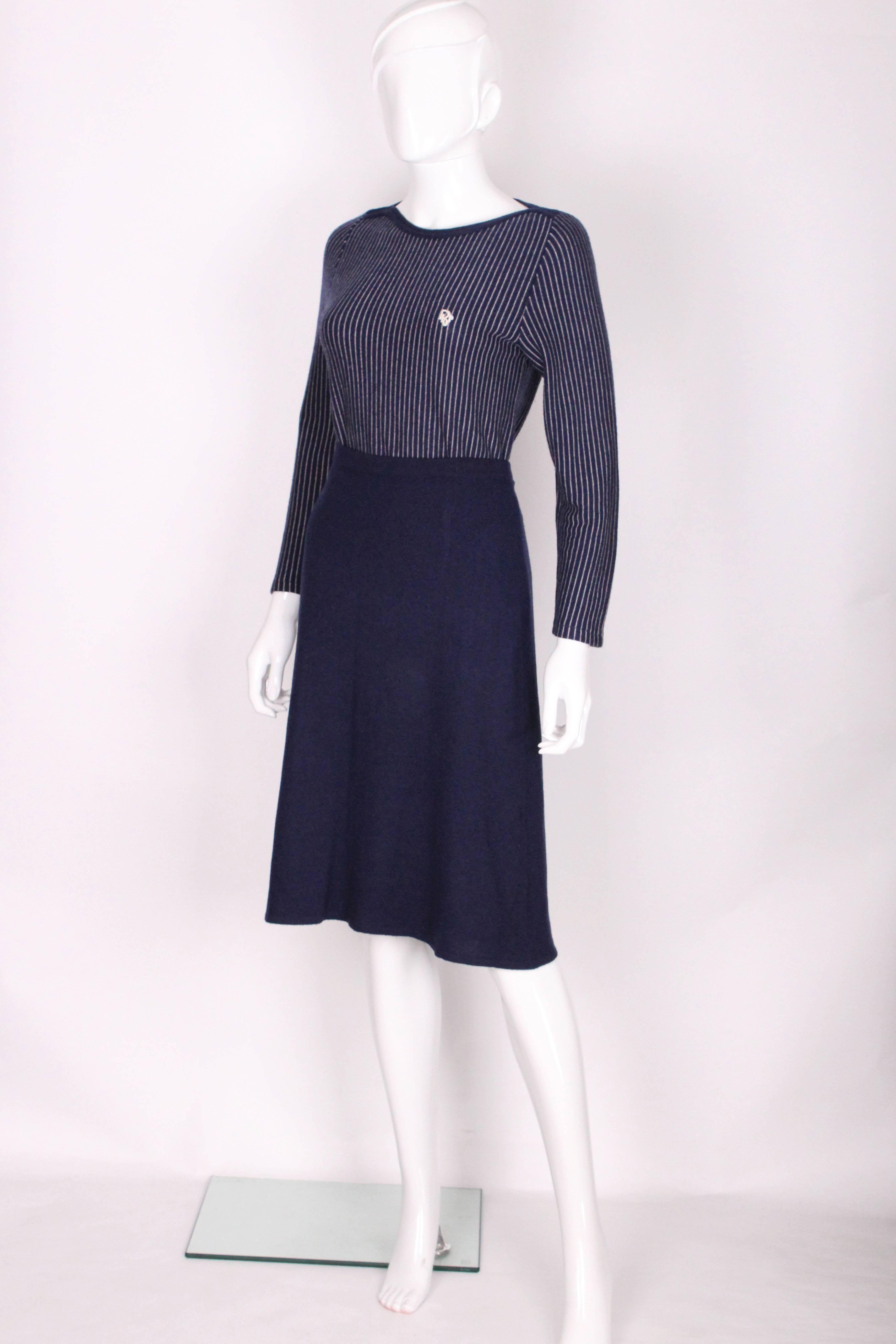 Black 1970's Christian Dior London Knitted  2 Piece
