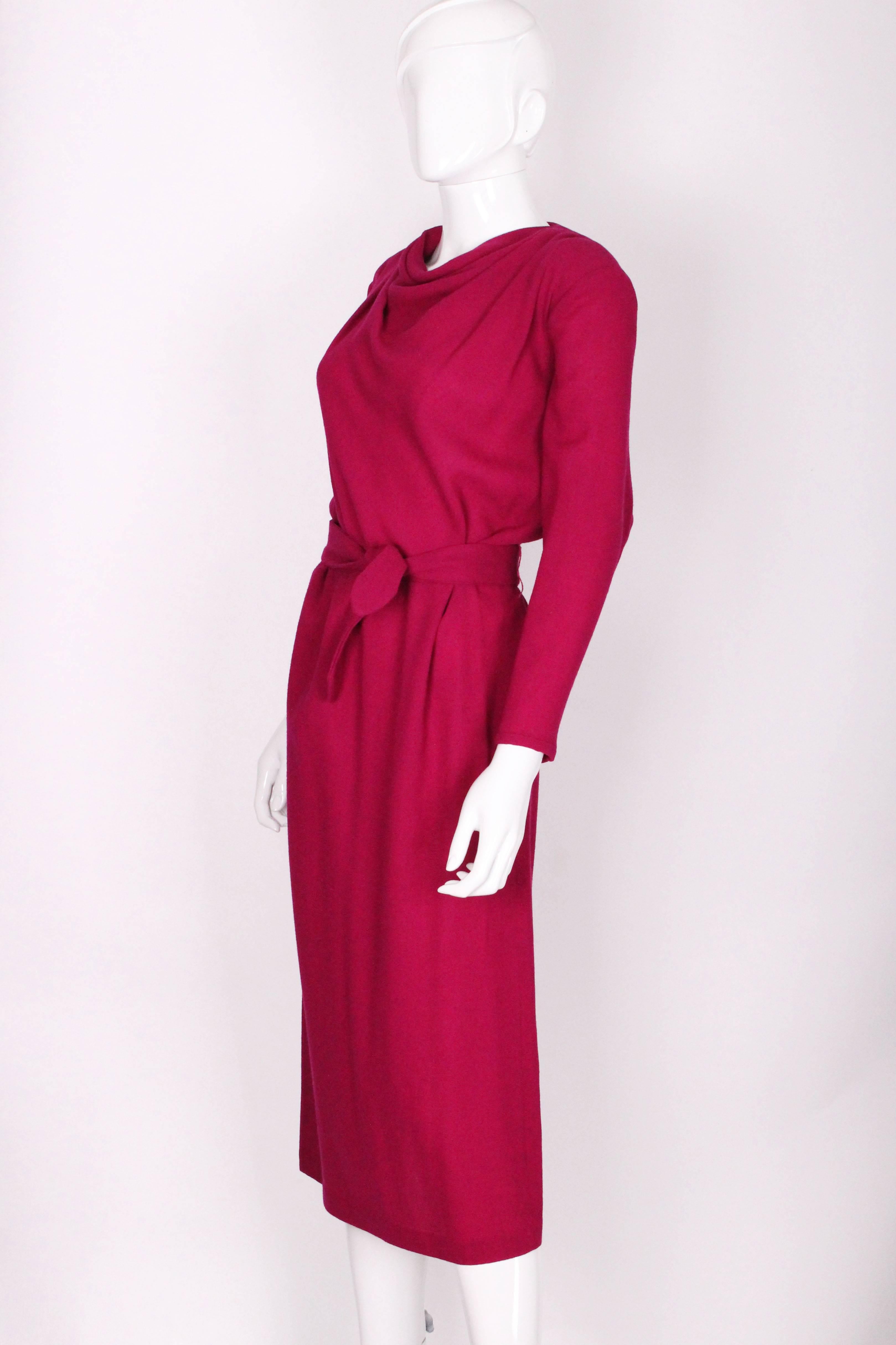 Red 1980's Biba Wool Crepe Dress.