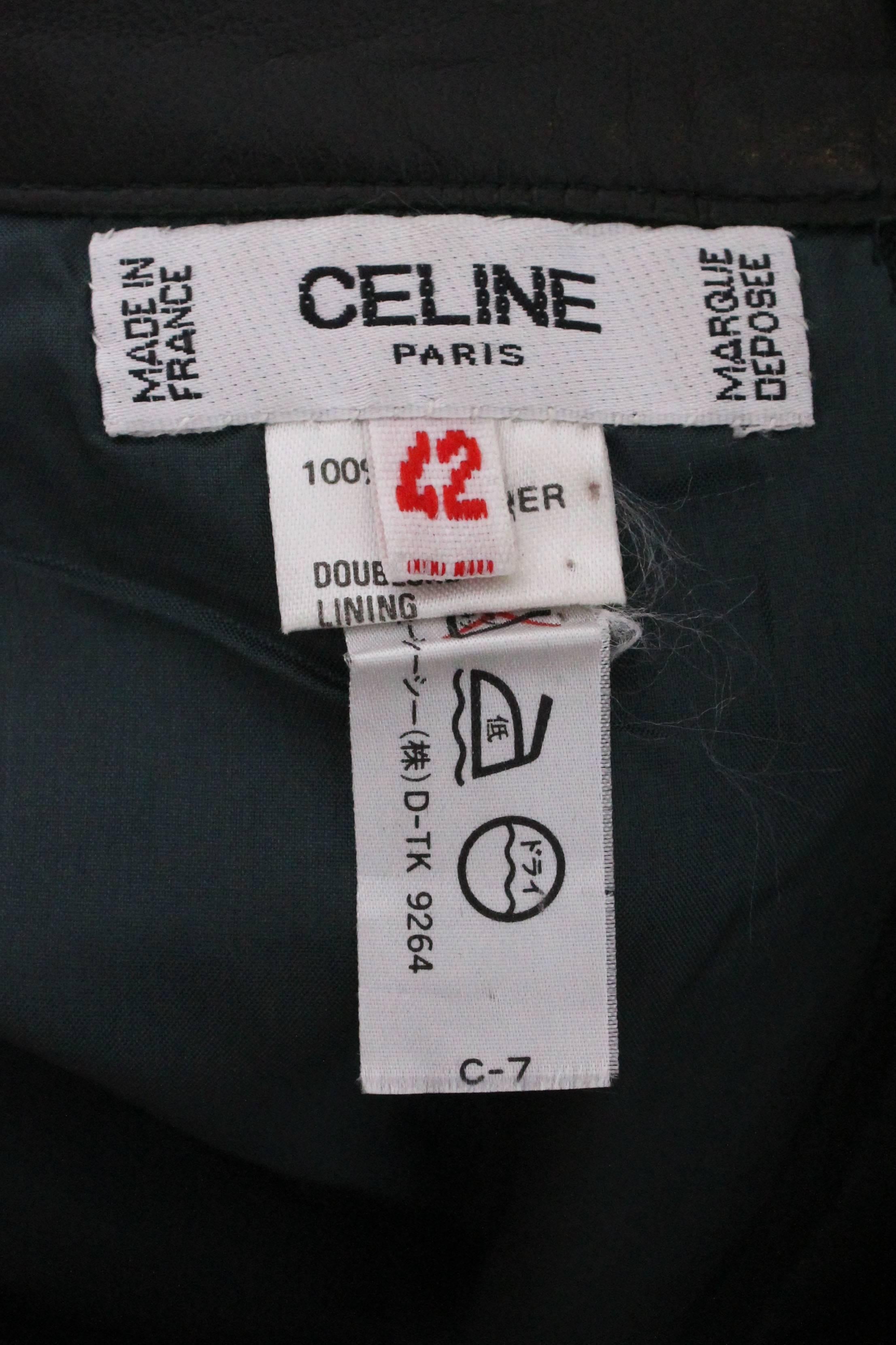 Celine Green Leather Skirt  2