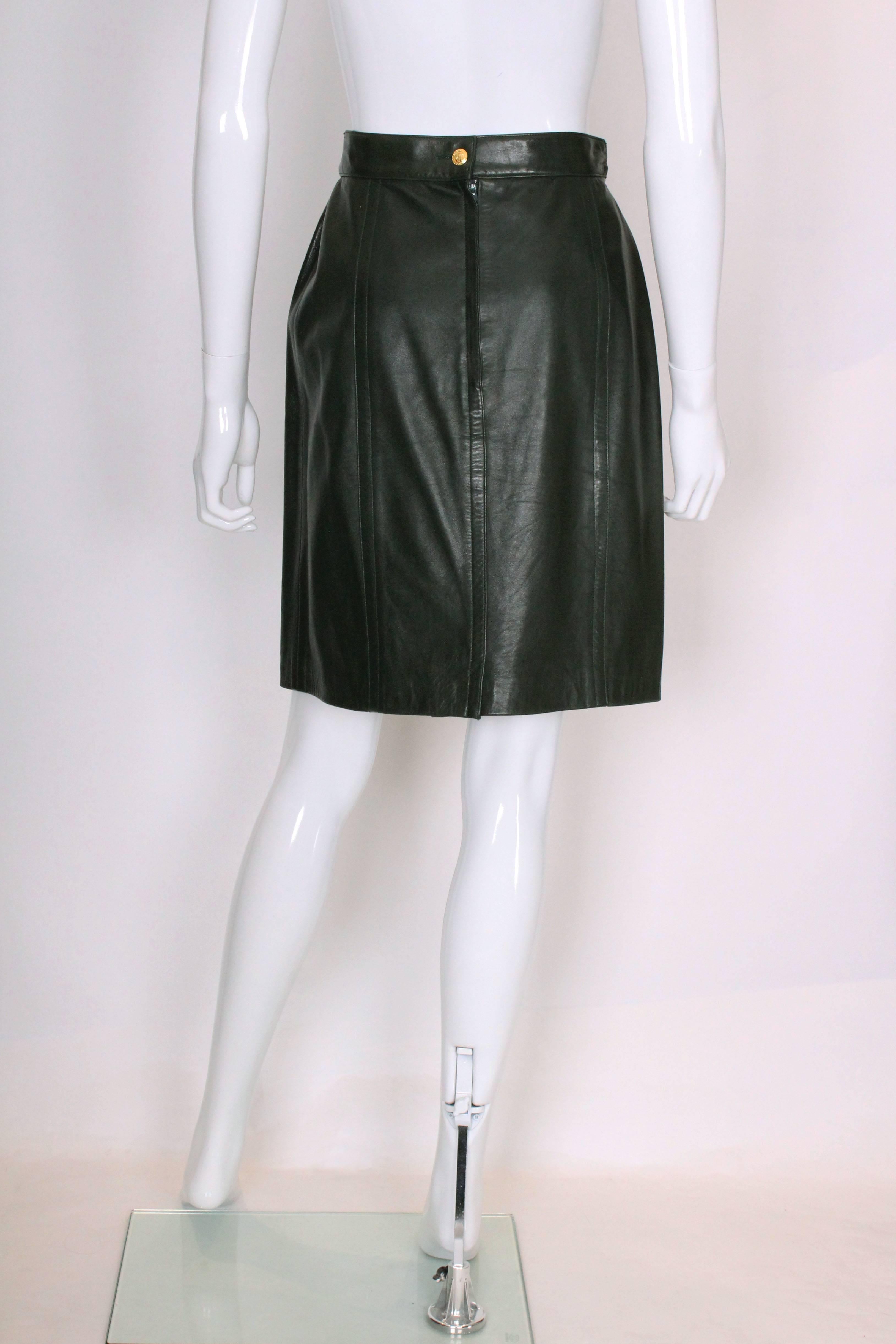 Celine Green Leather Skirt  In Excellent Condition In London, GB