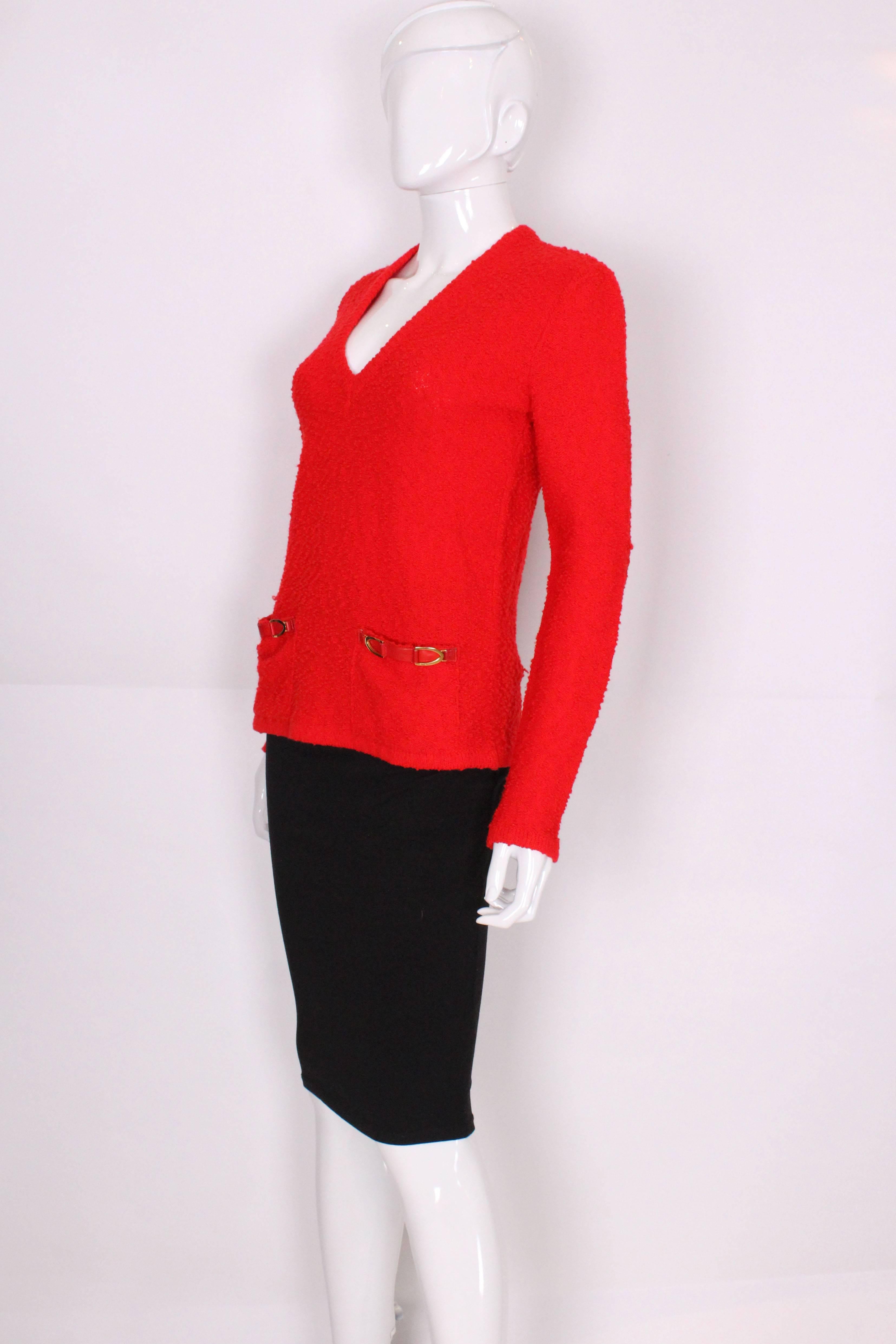 Celine Paris Red Boucle Jumper In Excellent Condition In London, GB