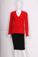 Celine Paris Red Boucle Jumper