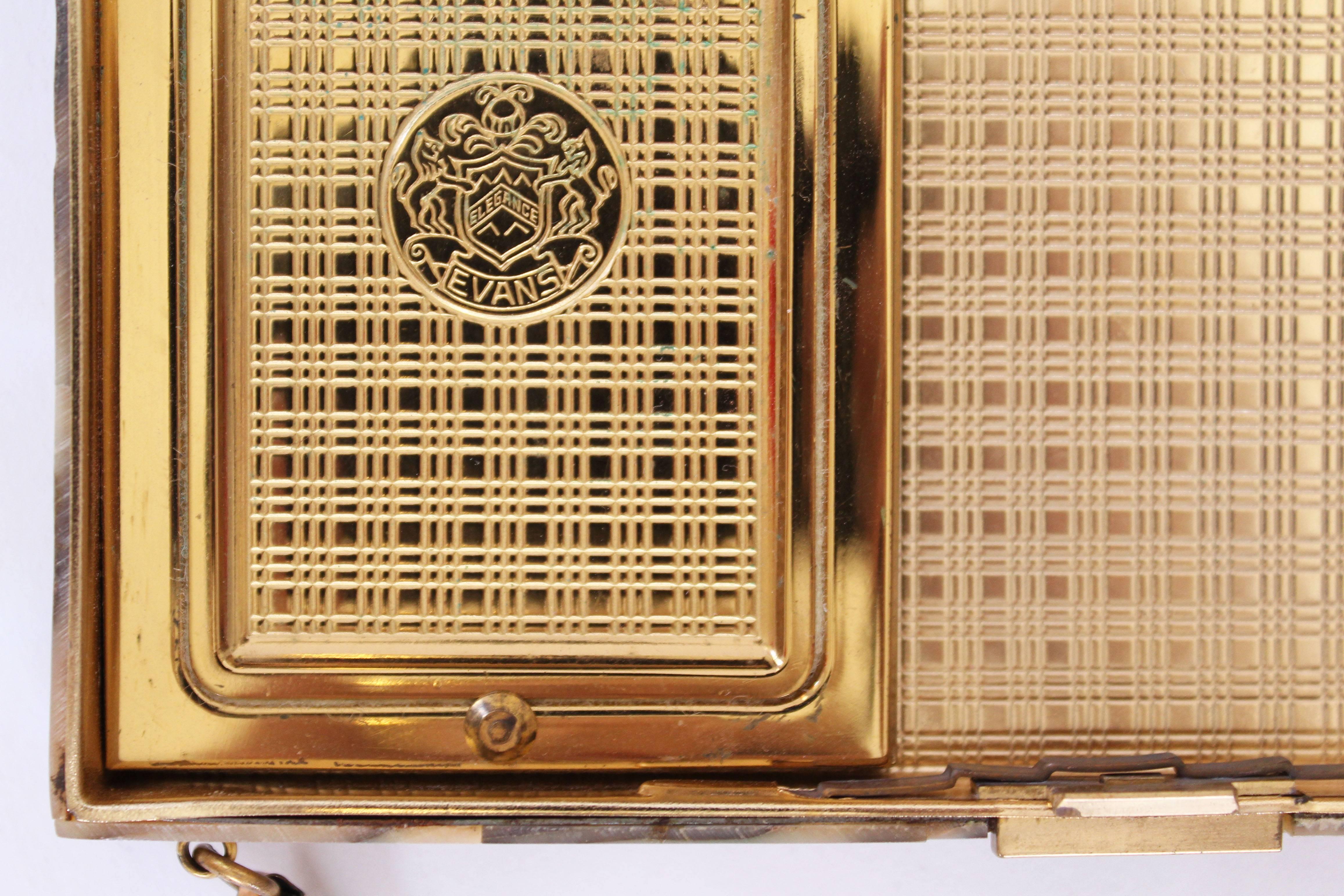 Evans 1940s Abalone Shell Vintage Minaudière In Excellent Condition In London, GB