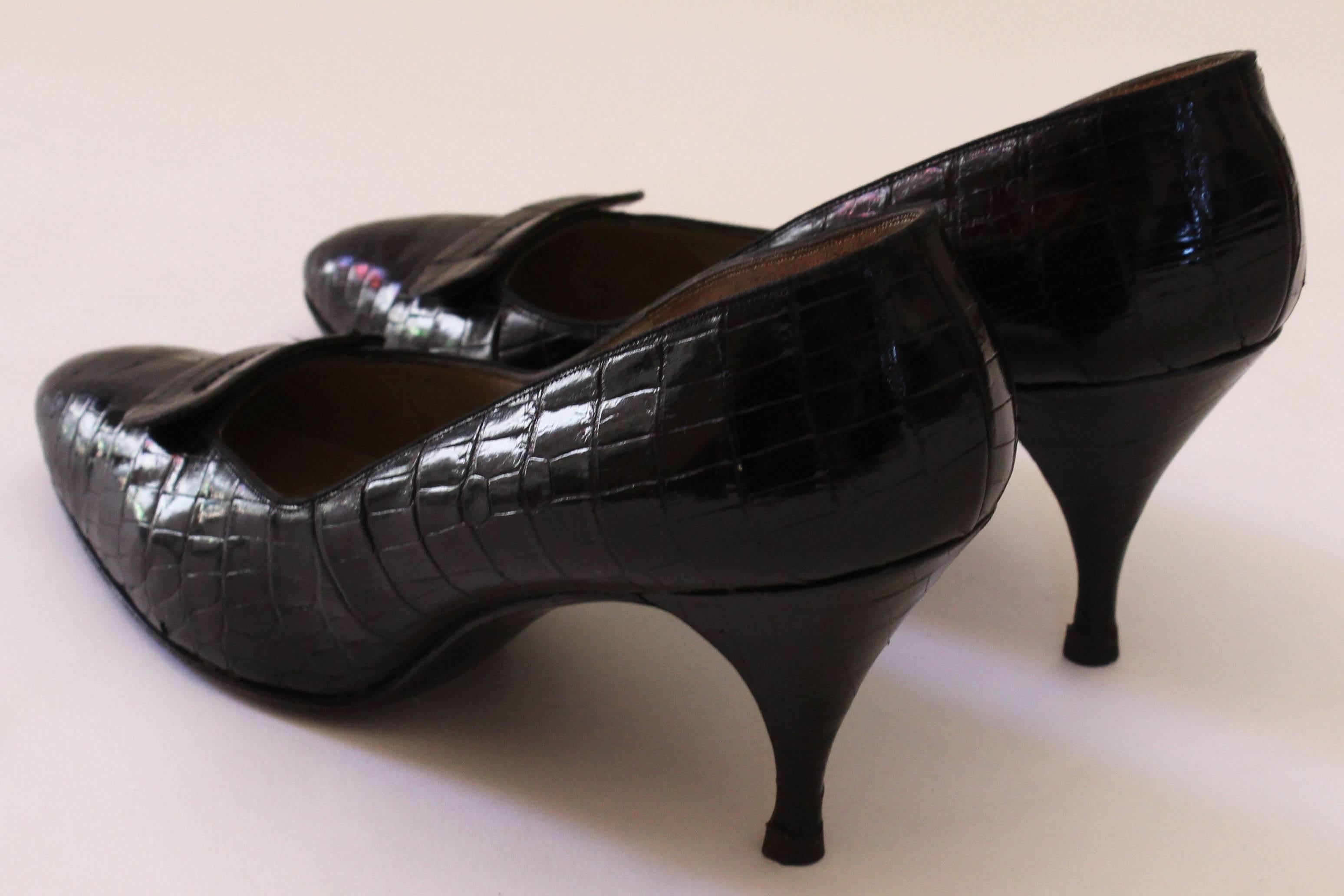 Women's Black Crocodile Heels